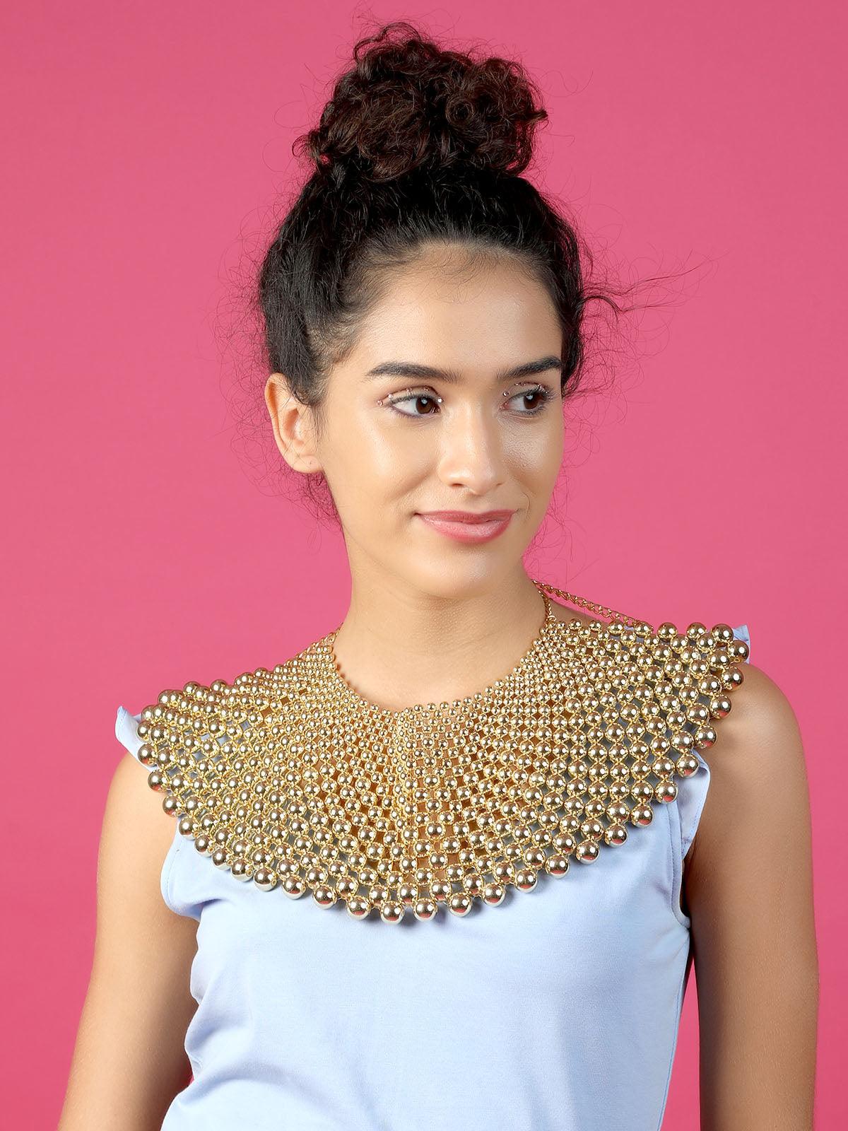 Women's Gold Stunning Statement Oversized Designer Necklace - Odette