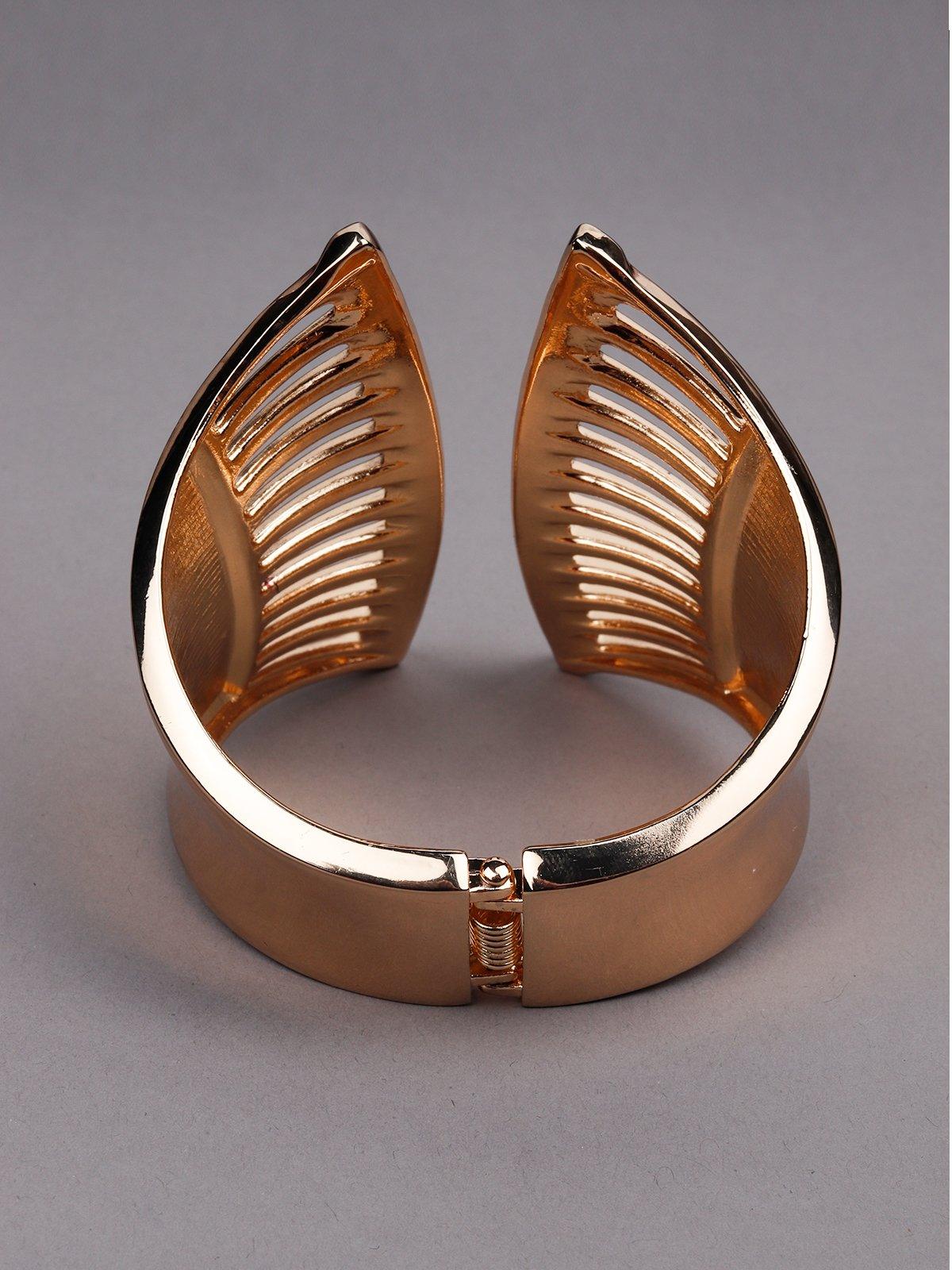 Women's Gold Textured Cz Crystal-Embellished Cuff Bracelet - Odette