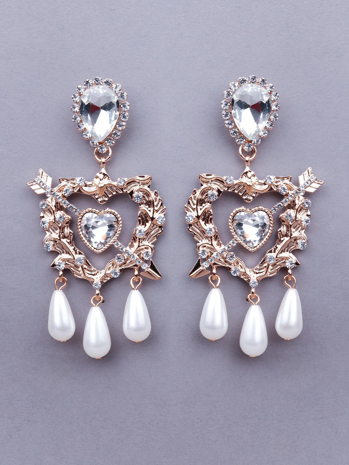 Women's Gold Textured Drop Earrings - Odette