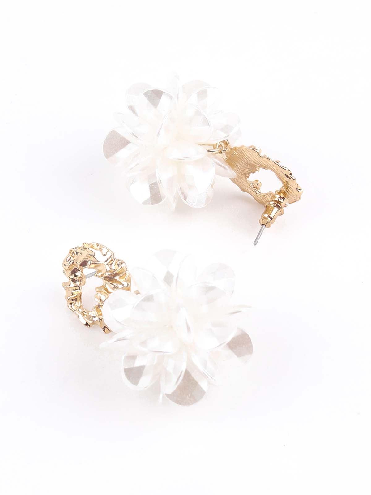 Women's Gold Textured Floral Earrings For Women - Odette