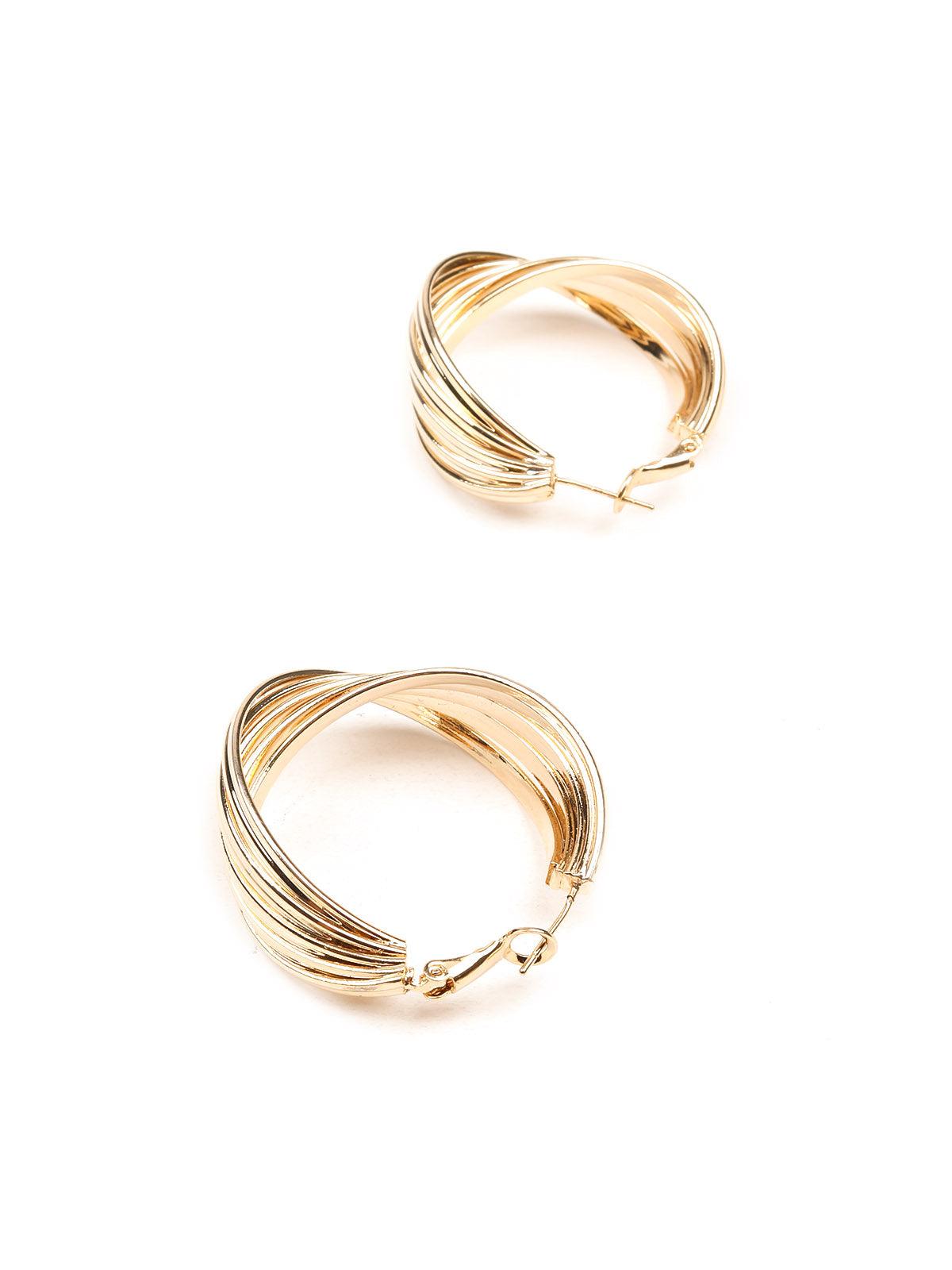 Women's Gold Textured Hoop Earrings - Odette