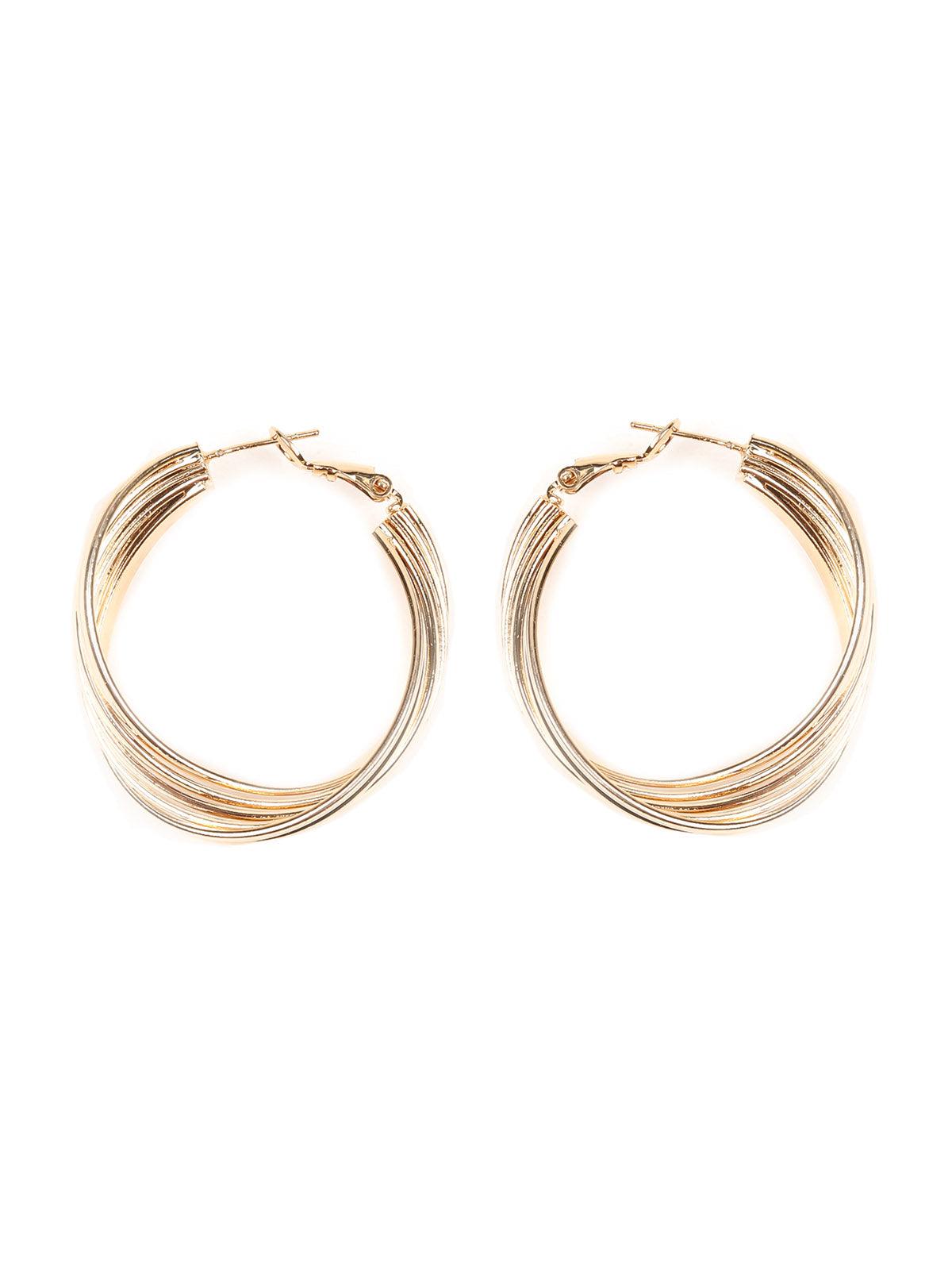 Women's Gold Textured Hoop Earrings - Odette