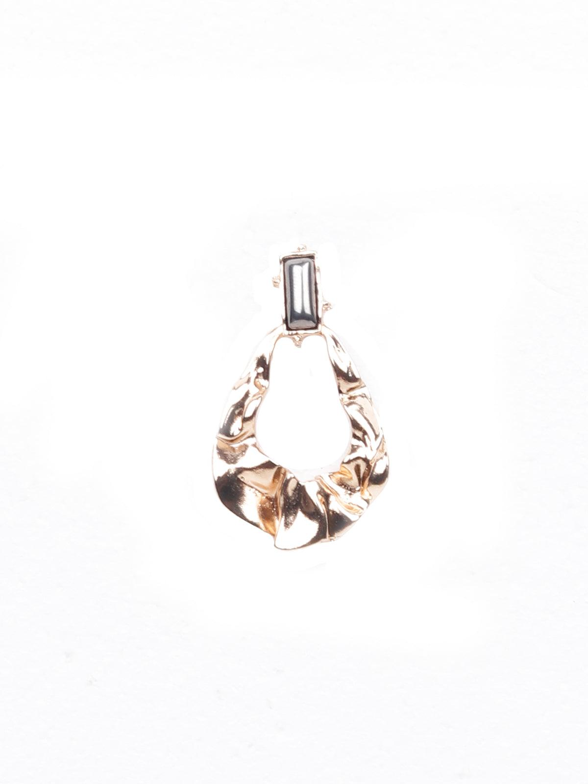 Women's Gold Textured Statement Earrings - Odette