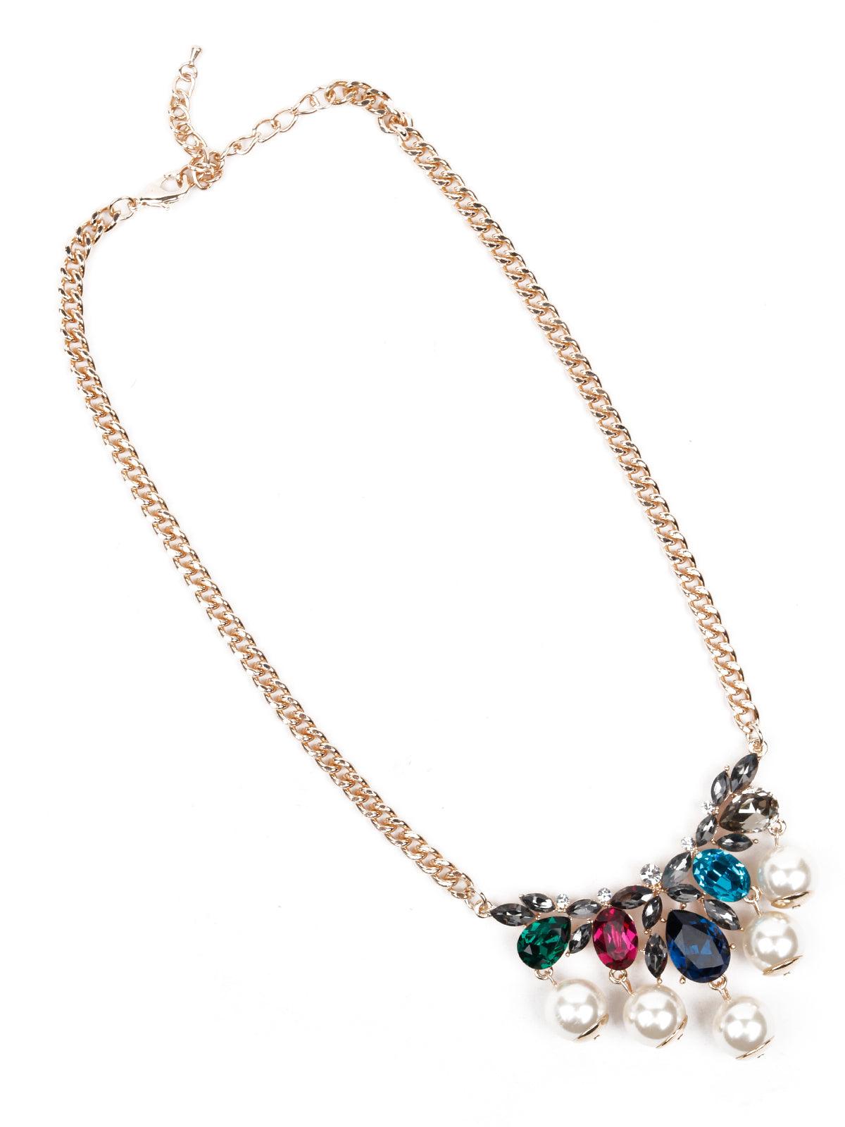 Women's Gold Tome Chain With Multicoloured Stones Embellishments - Odette