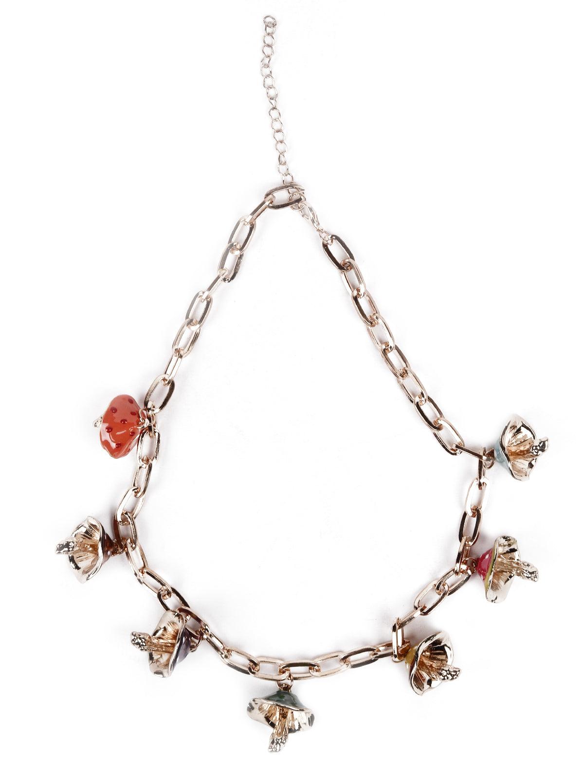 Women's Gold-Tone Chained Necklace Embellished With Charms - Odette