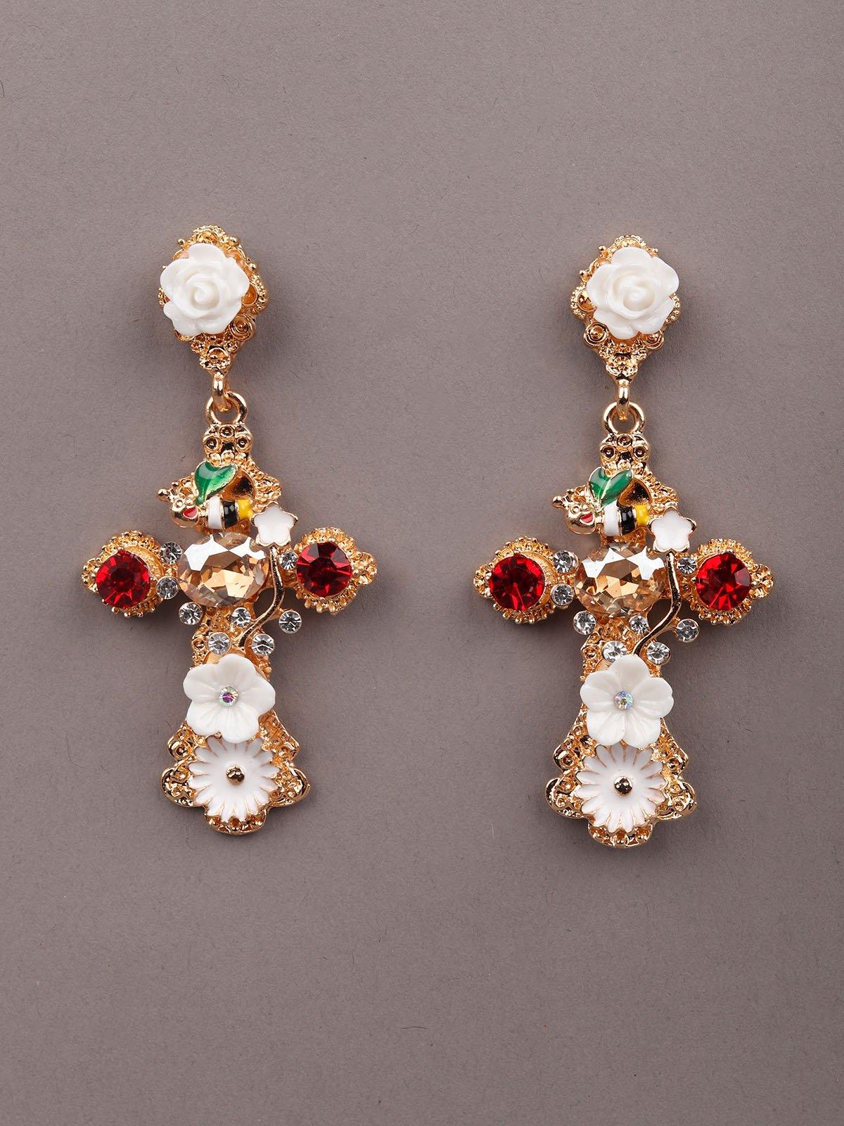 Women's Gold-Tone Crystal Embellished Drop Earrings - Odette
