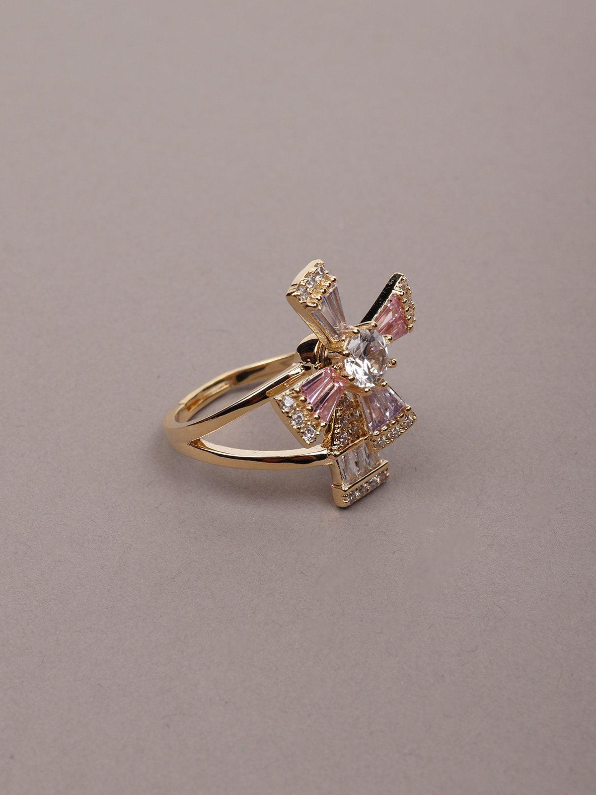 Women's Gold-Tone Crystal Finger Ring - Odette