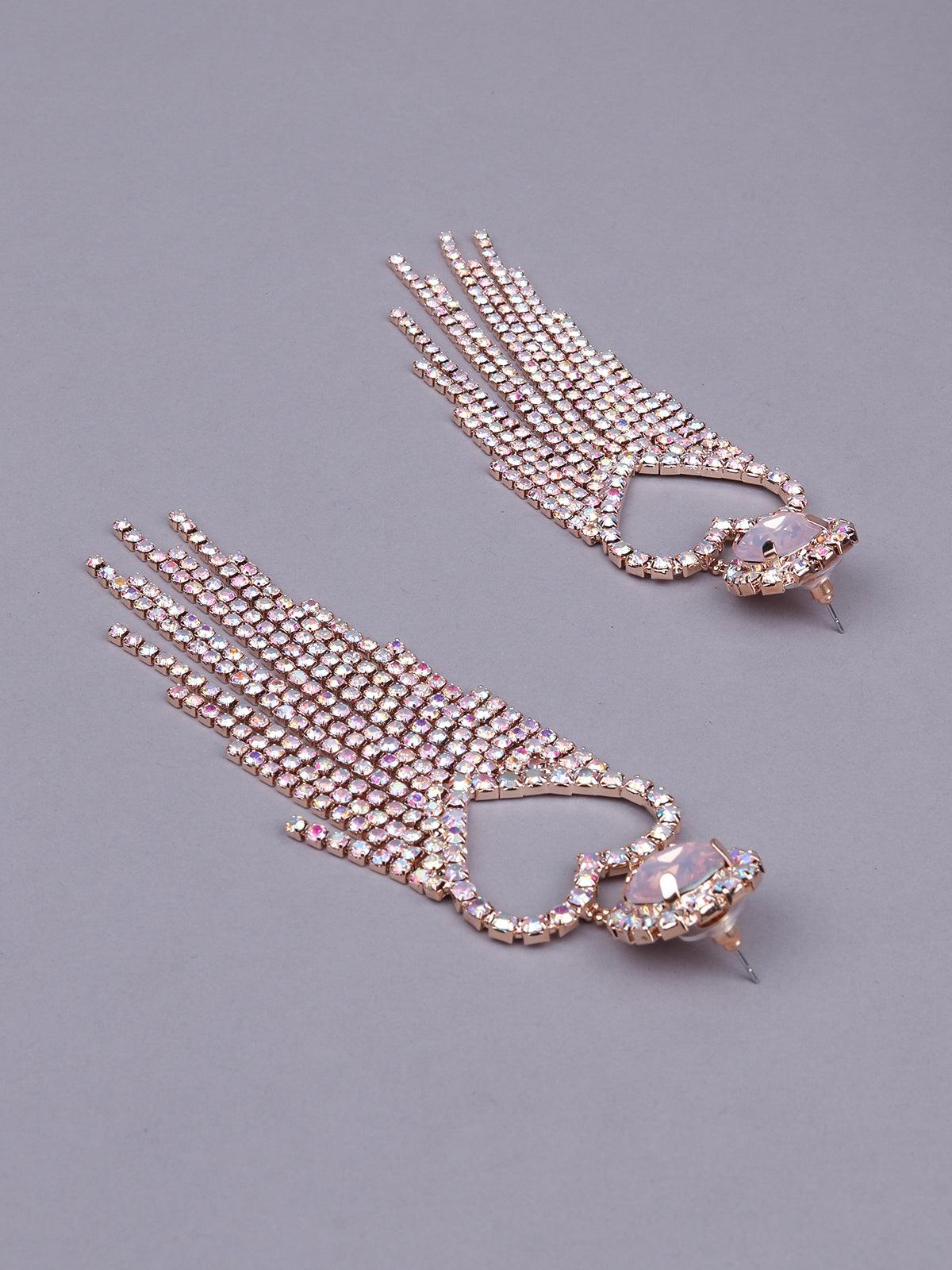 Women's Gold-Tone Crystal Tassel Drop Earrings - Odette