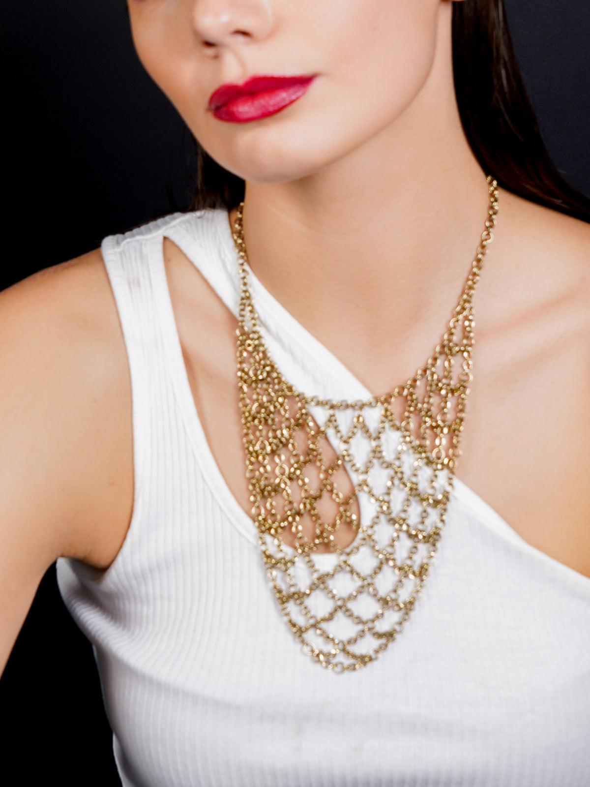Women's Gold Tone Mesh Necklace - Odette