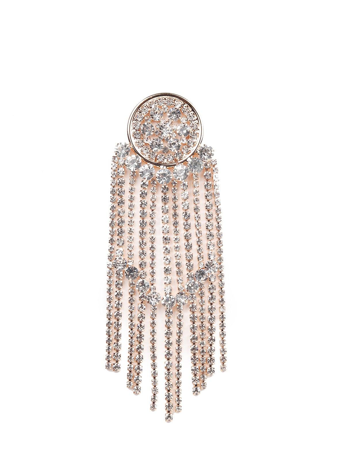 Women's Gold-Tone Rounded Crystal Tassel Earrings - Odette