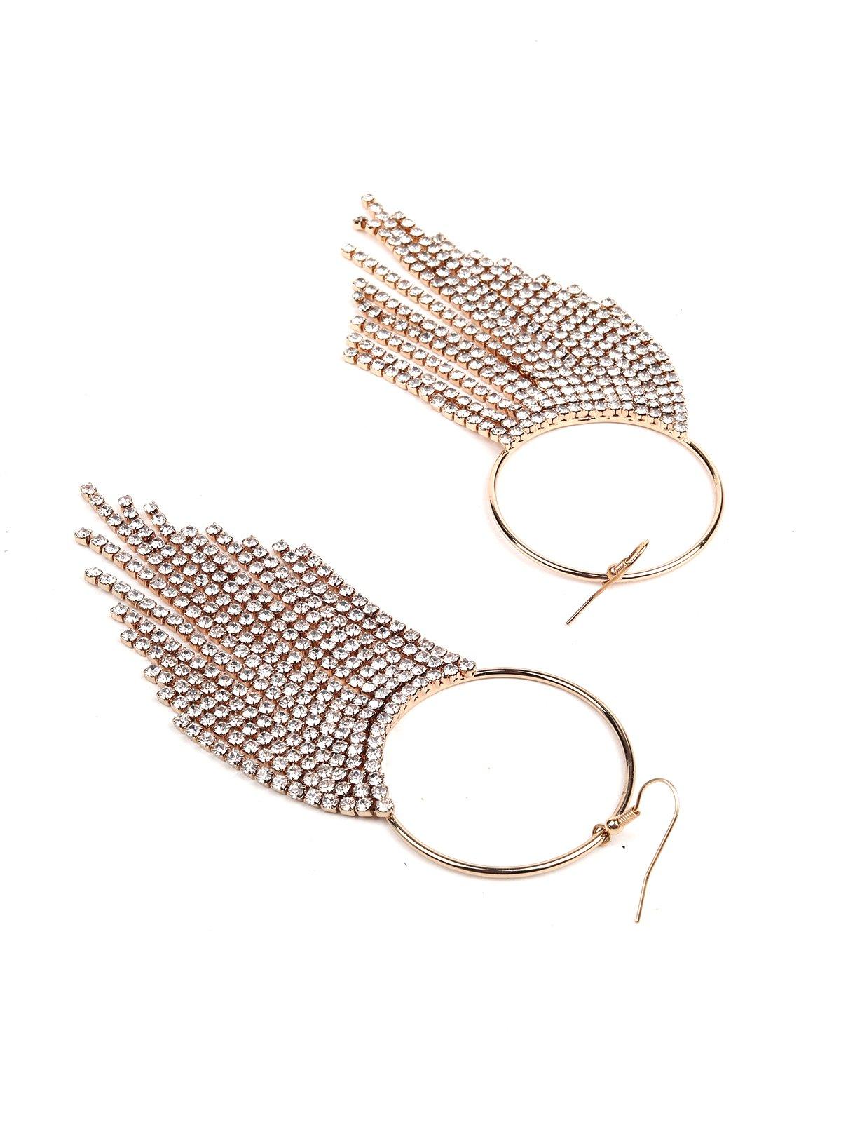 Women's Gold-Tone Tassel Hoop Earrings - Odette