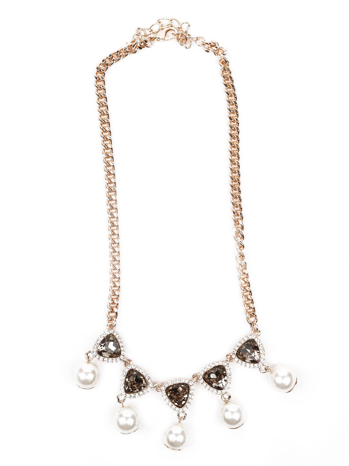 Women's Gold-Tone Textured Pearl Statement Necklace - Odette
