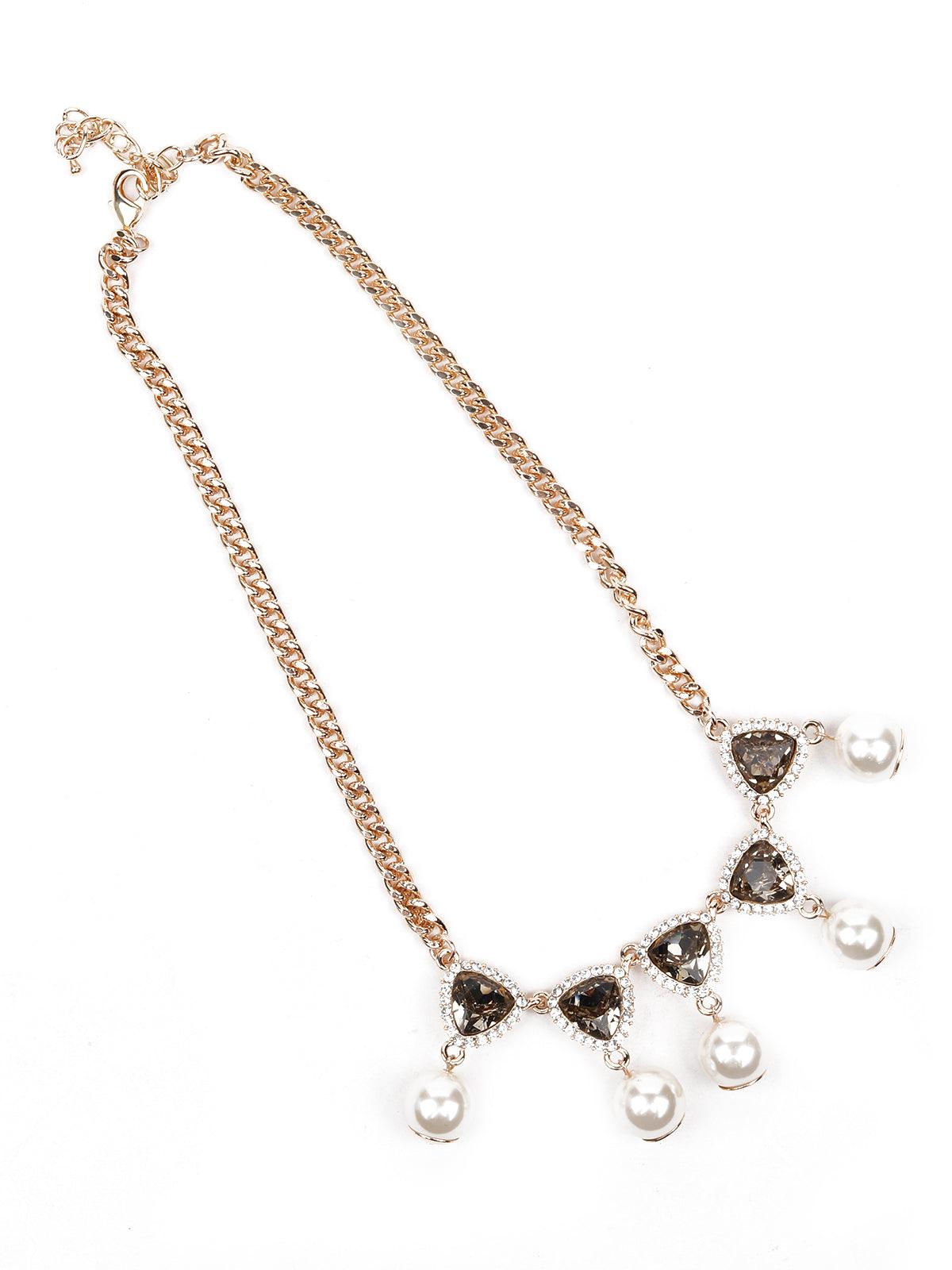 Women's Gold-Tone Textured Pearl Statement Necklace - Odette