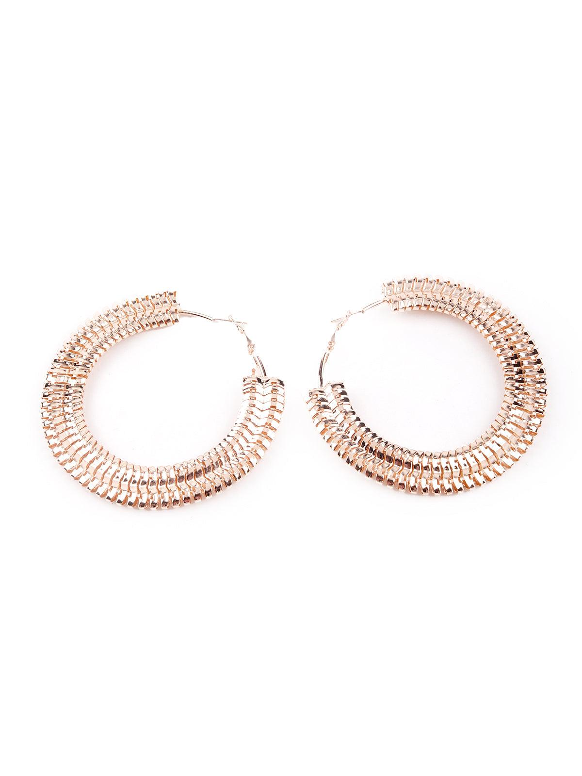 Women's Gold-Tone Textured Rounded Hoop Earrings - Odette