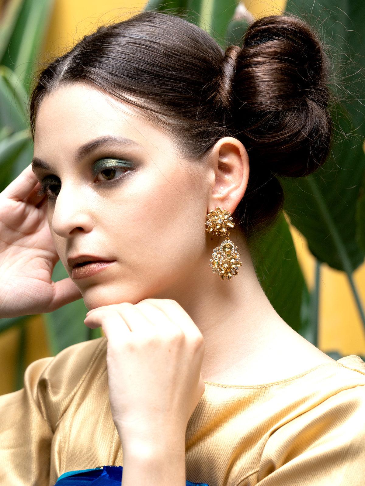 Women's Golden Bouquet Dangle Earrings - Odette