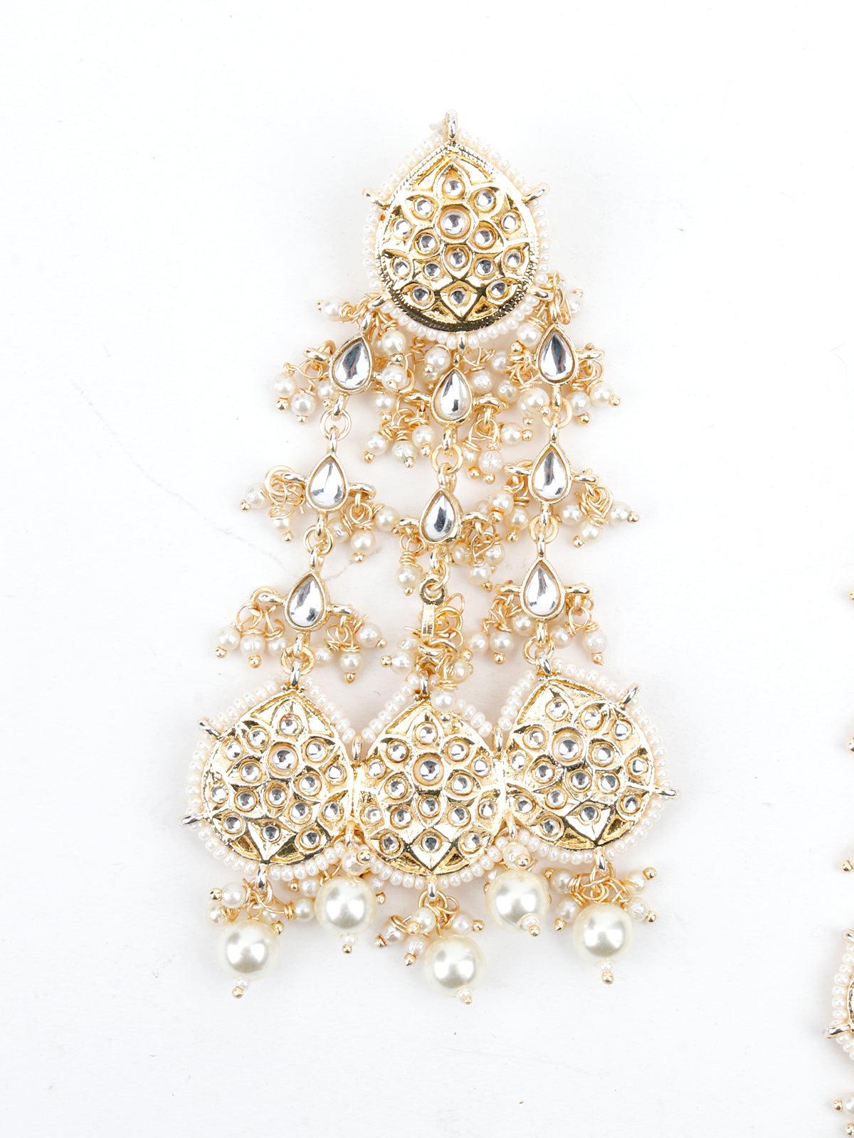Women's Golden Dangle White Pearl Dangle Earrings! - Odette