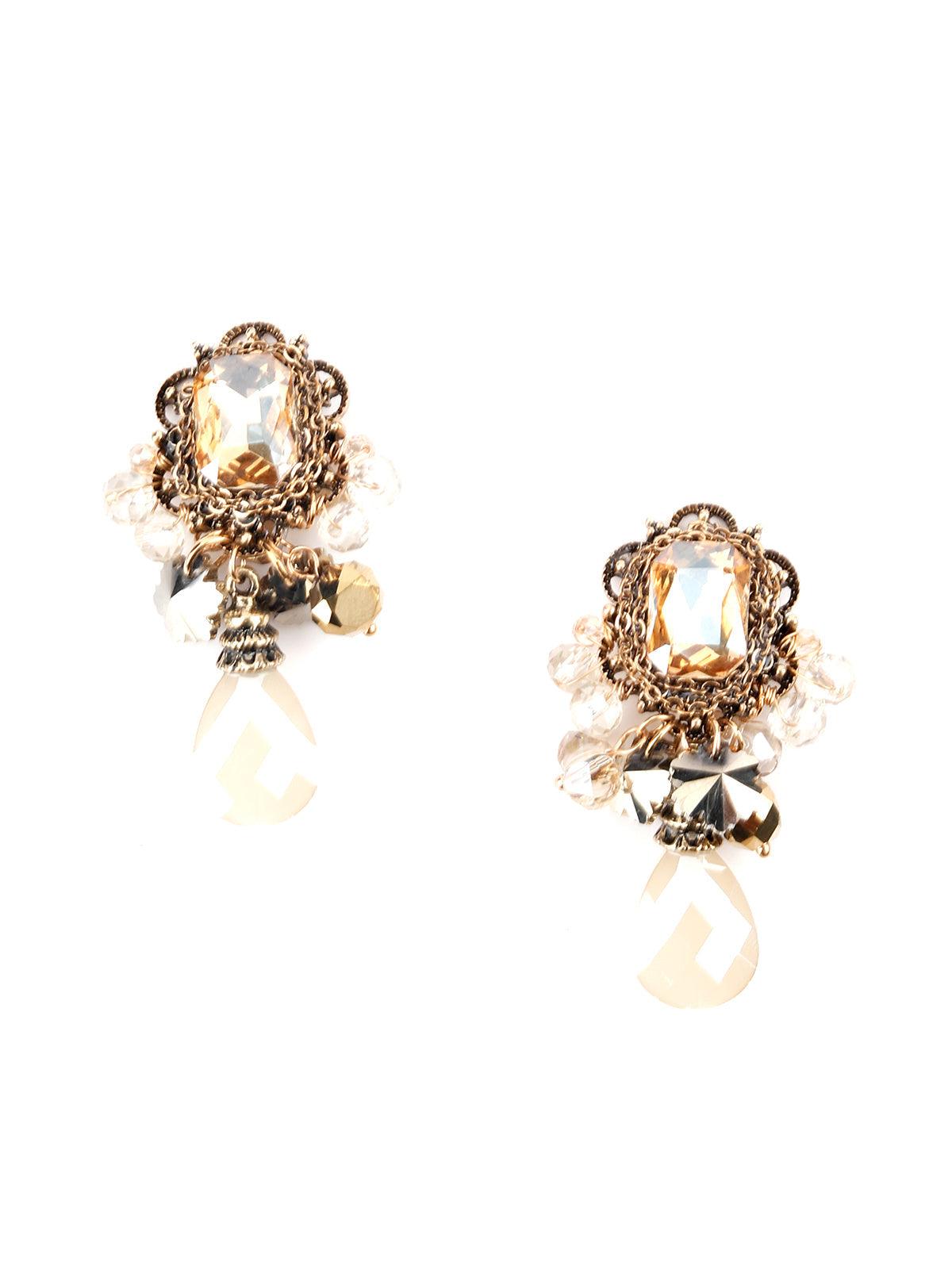Women's Golden Mirror Shape Dangle Earrings - Odette