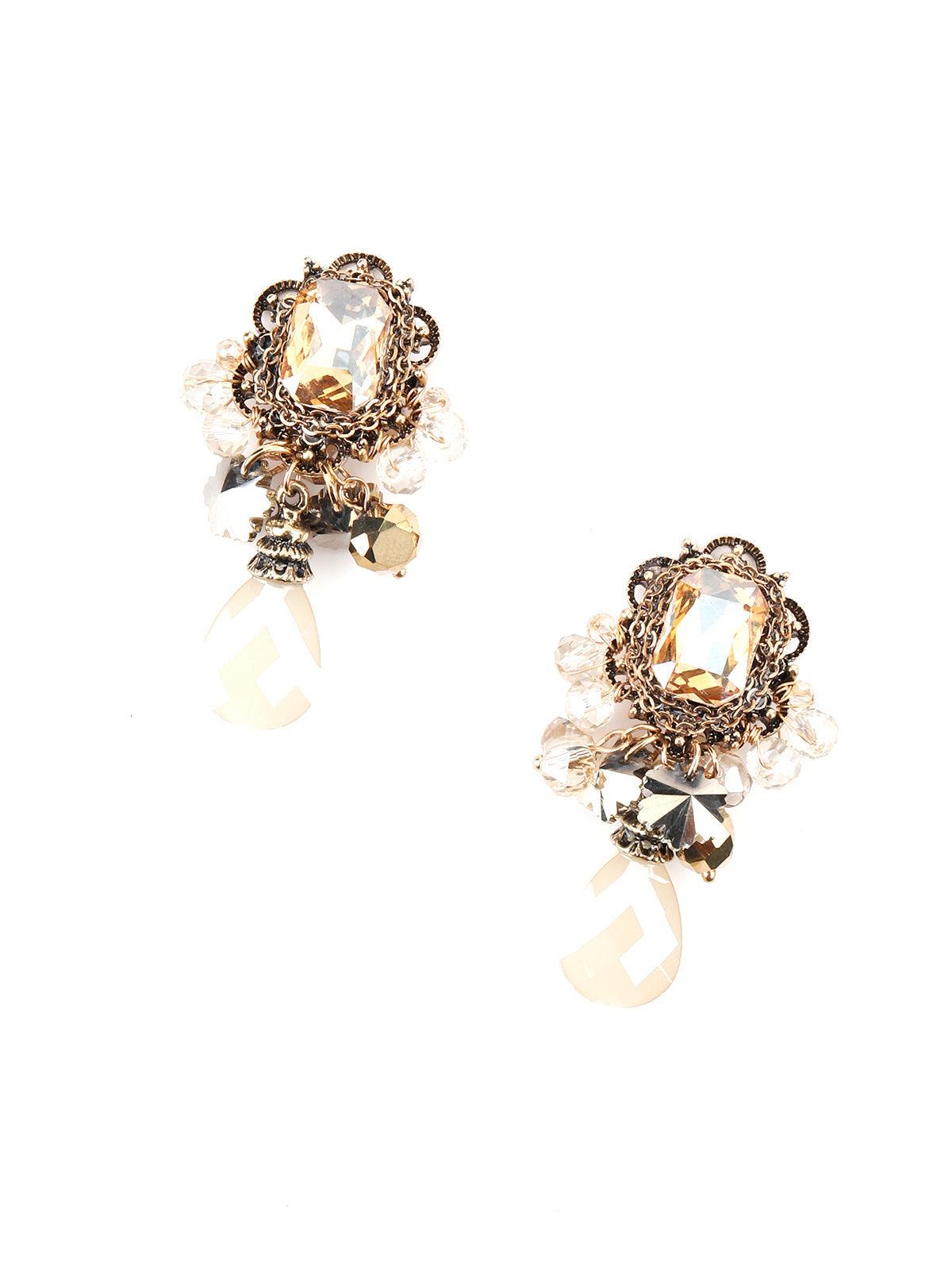 Women's Golden Mirror Shape Dangle Earrings - Odette