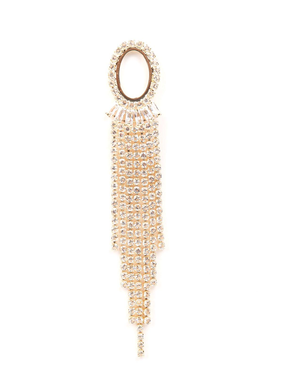 Women's Golden Rounded Crystal Tassel Drop Earrings - Odette