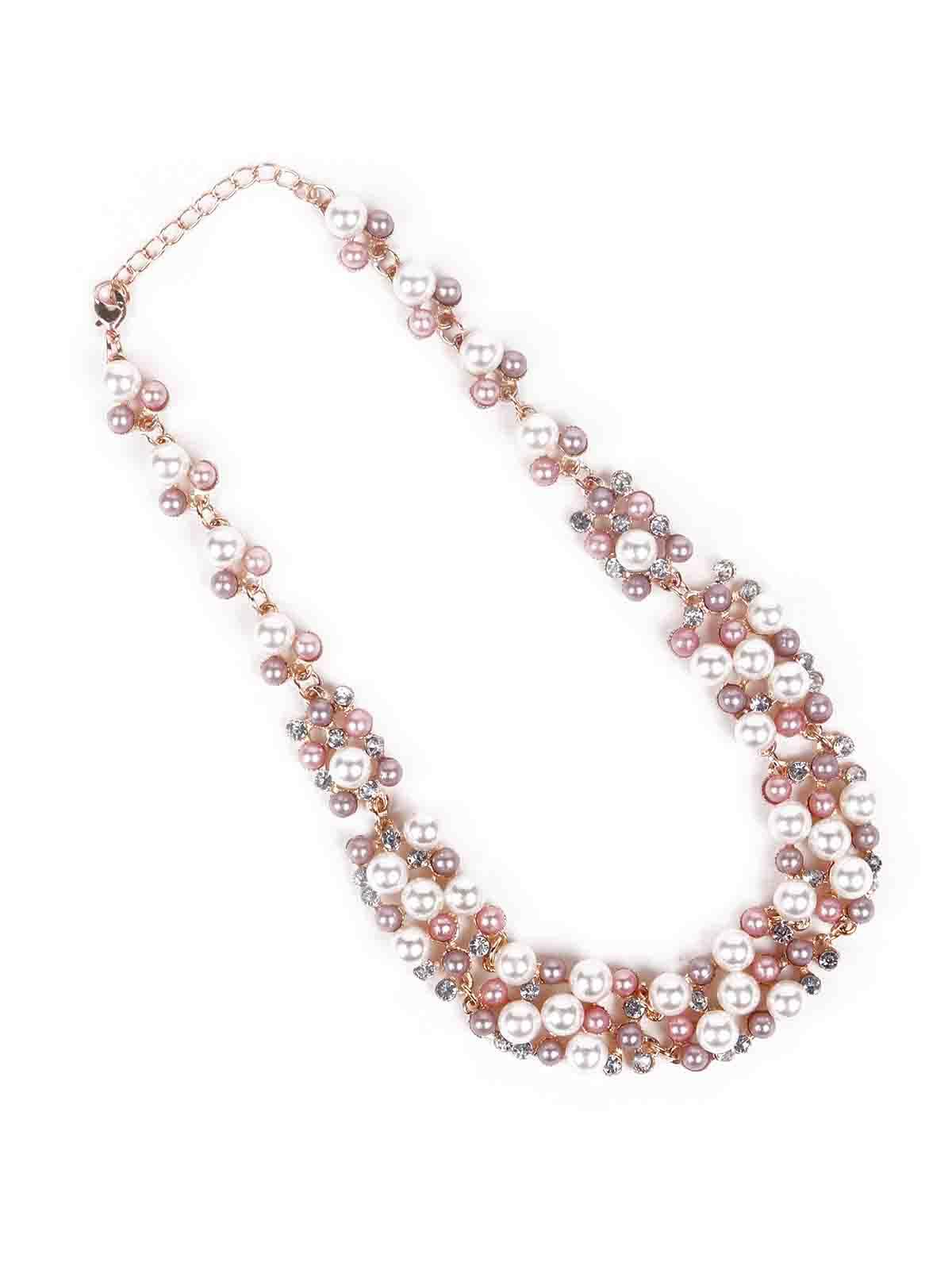 Women's Gorgeous Beaded Necklace - Rose Gold And White - Odette