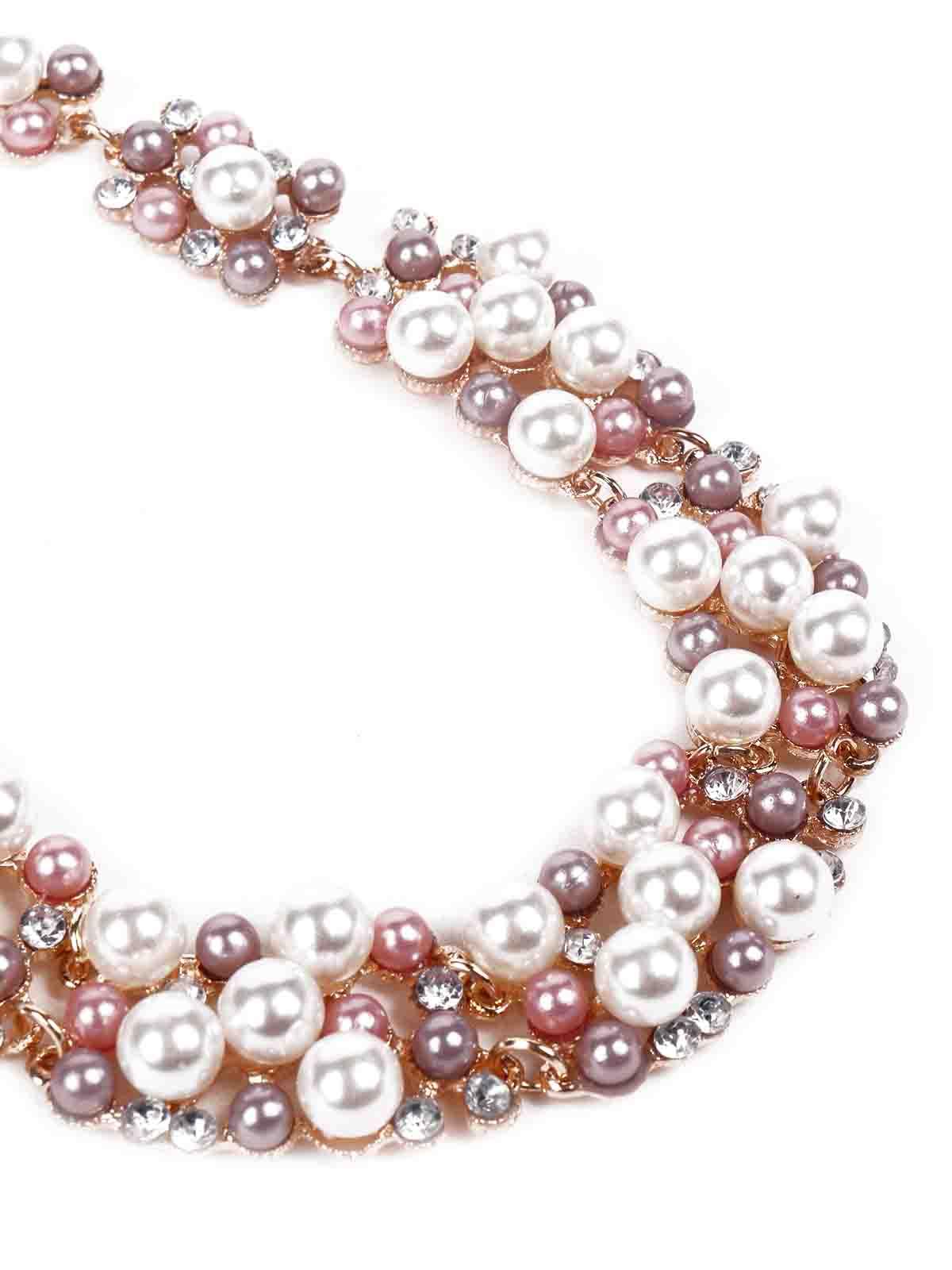 Women's Gorgeous Beaded Necklace - Rose Gold And White - Odette