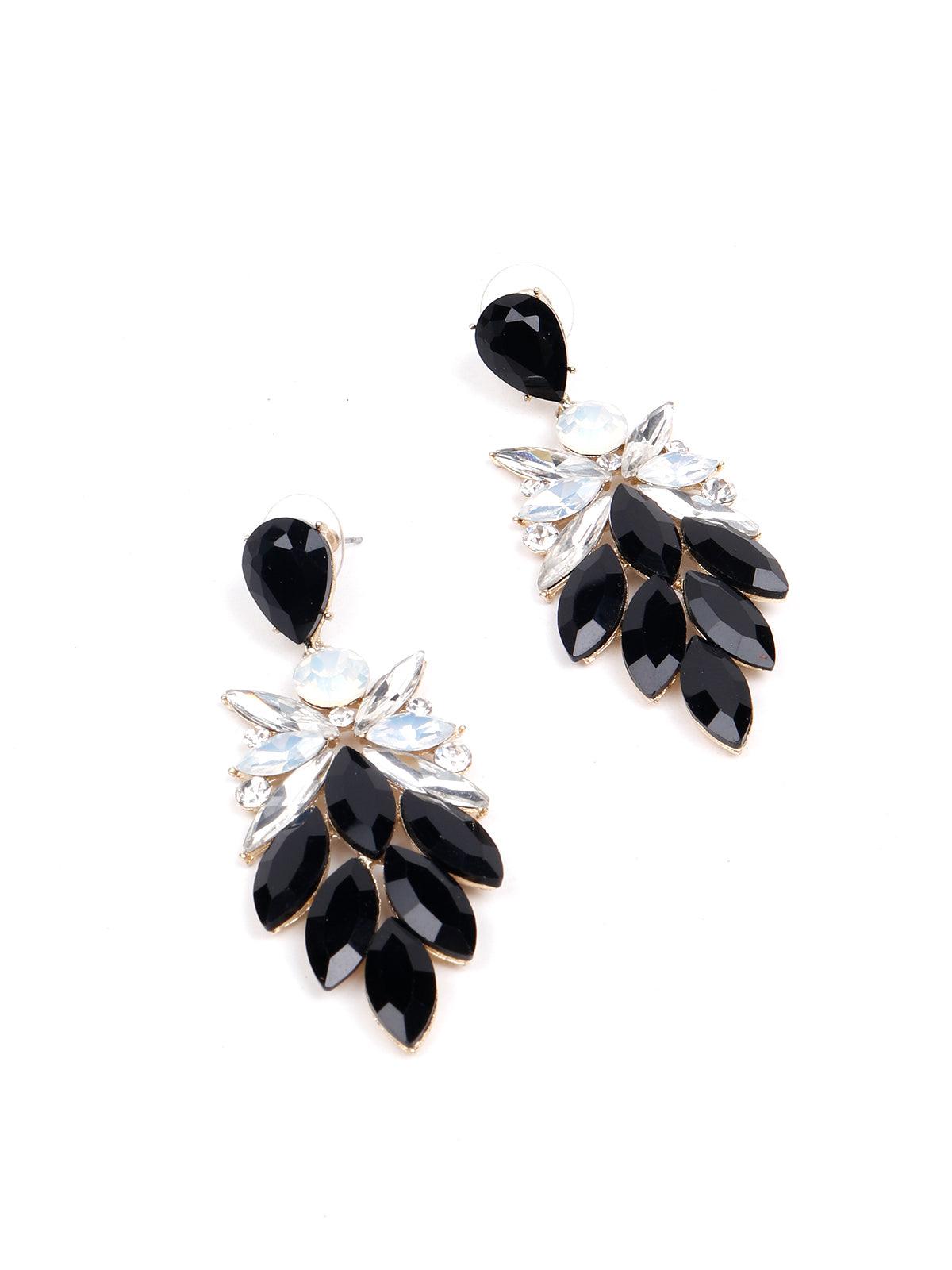 Women's Gorgeous Black Crystal Statement Earrings - Odette