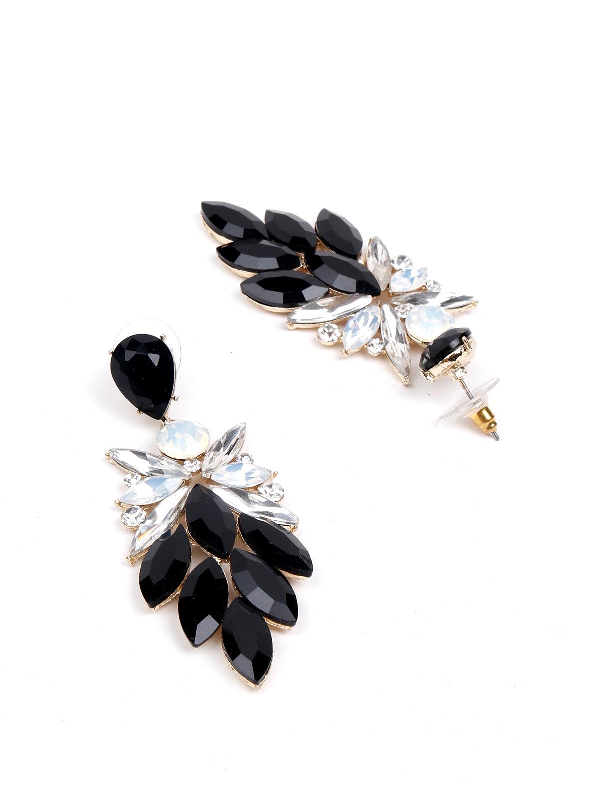 Women's Gorgeous Black Crystal Statement Earrings - Odette