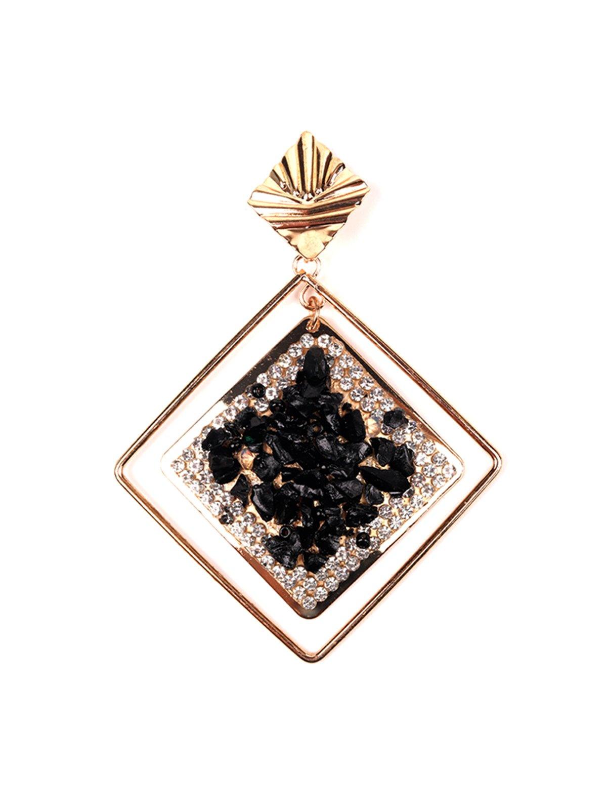 Women's Gorgeous Black Diamond Frame Earrings - Odette