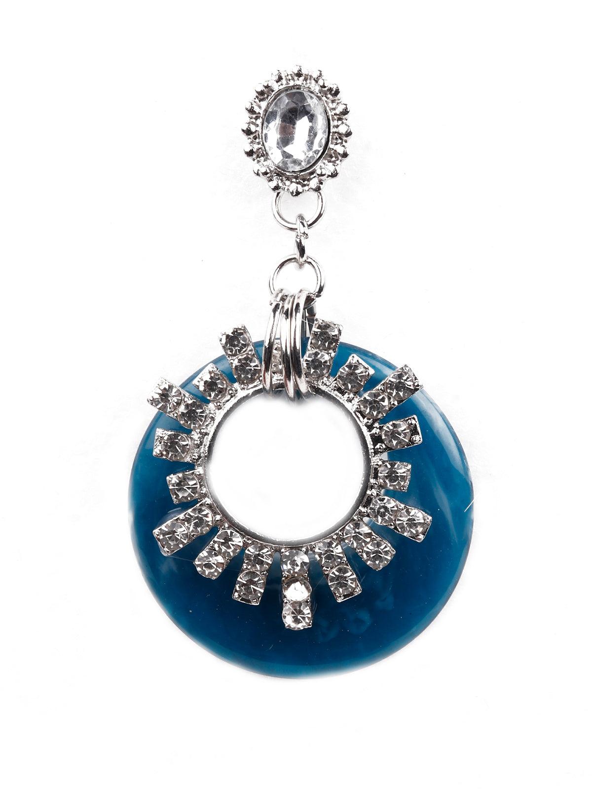 Women's Gorgeous Blue Rounded Studded Drop Earrings - Odette