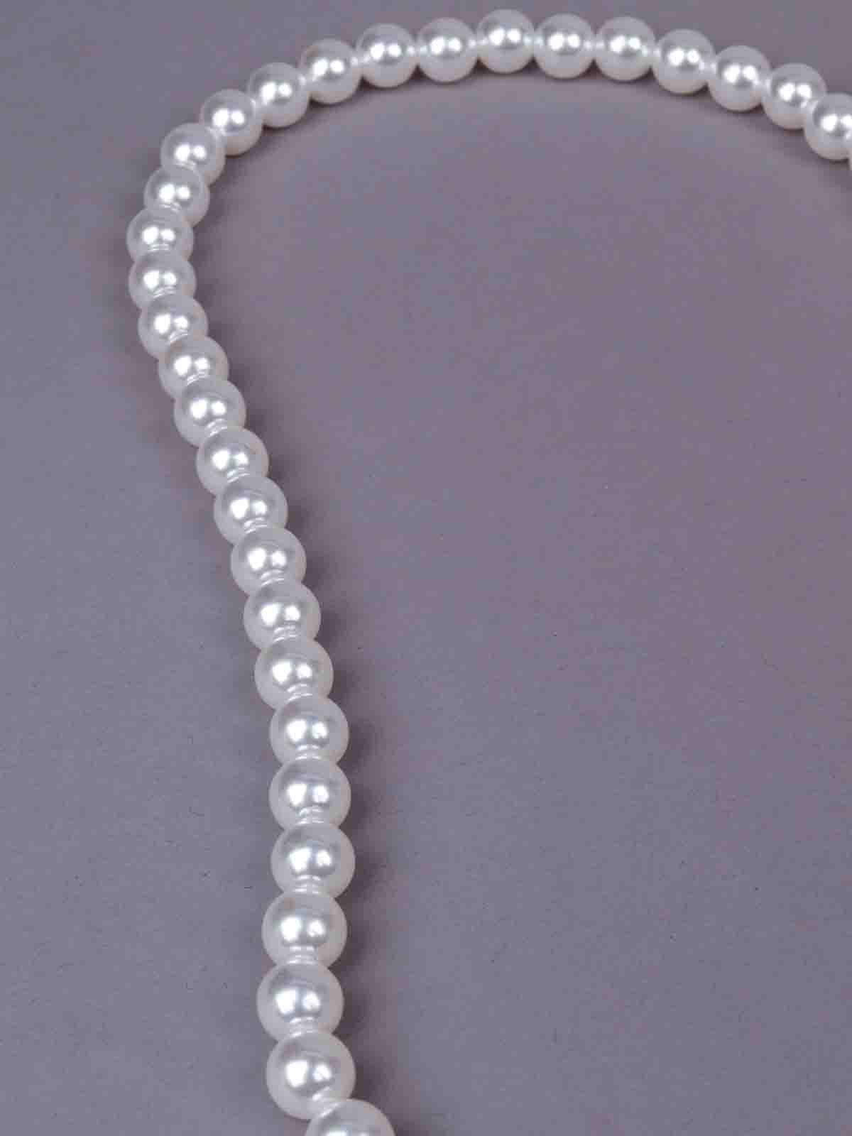 Women's Gorgeous Faux Pearl Necklace -Silver - Odette