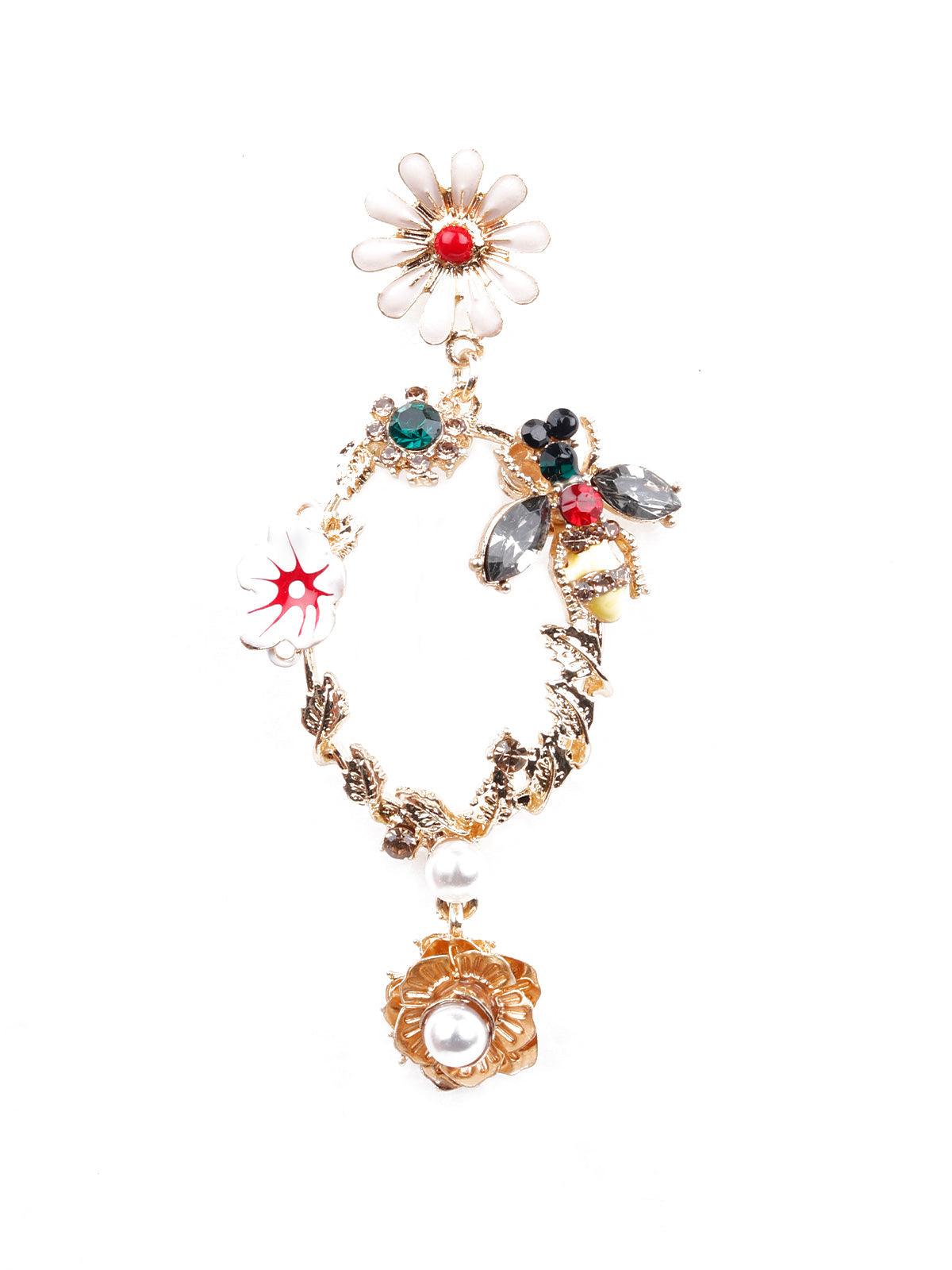 Women's Gorgeous Floral Multicoloured Drop Earrings - Odette