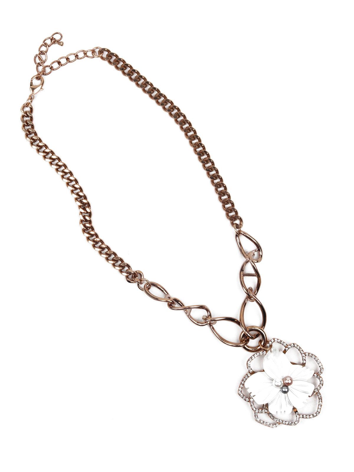 Women's Gorgeous Floral Pendant Gold Necklace - Odette