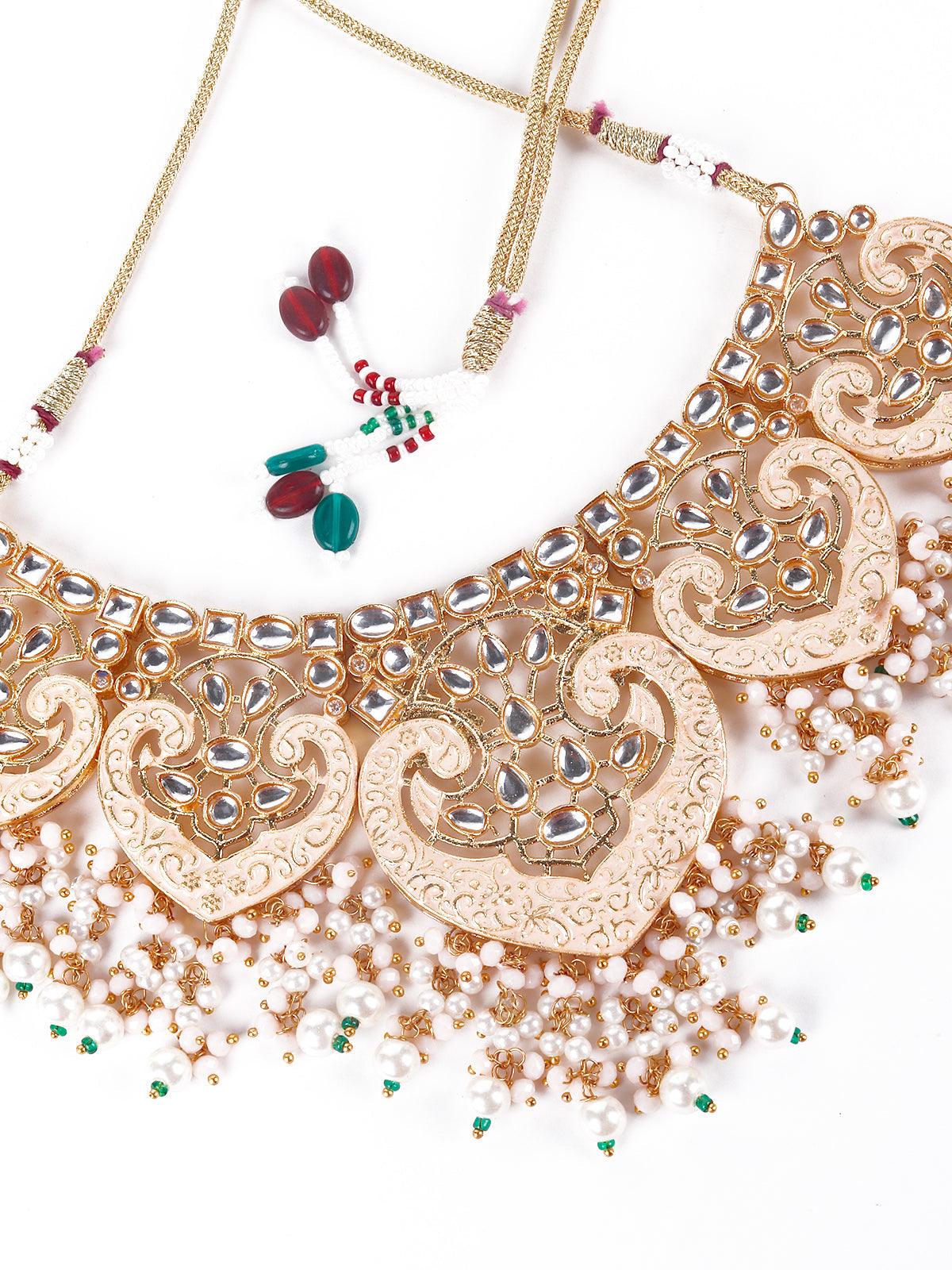 Women's Gorgeous Gold Embellished Necklace Set For Women - Odette