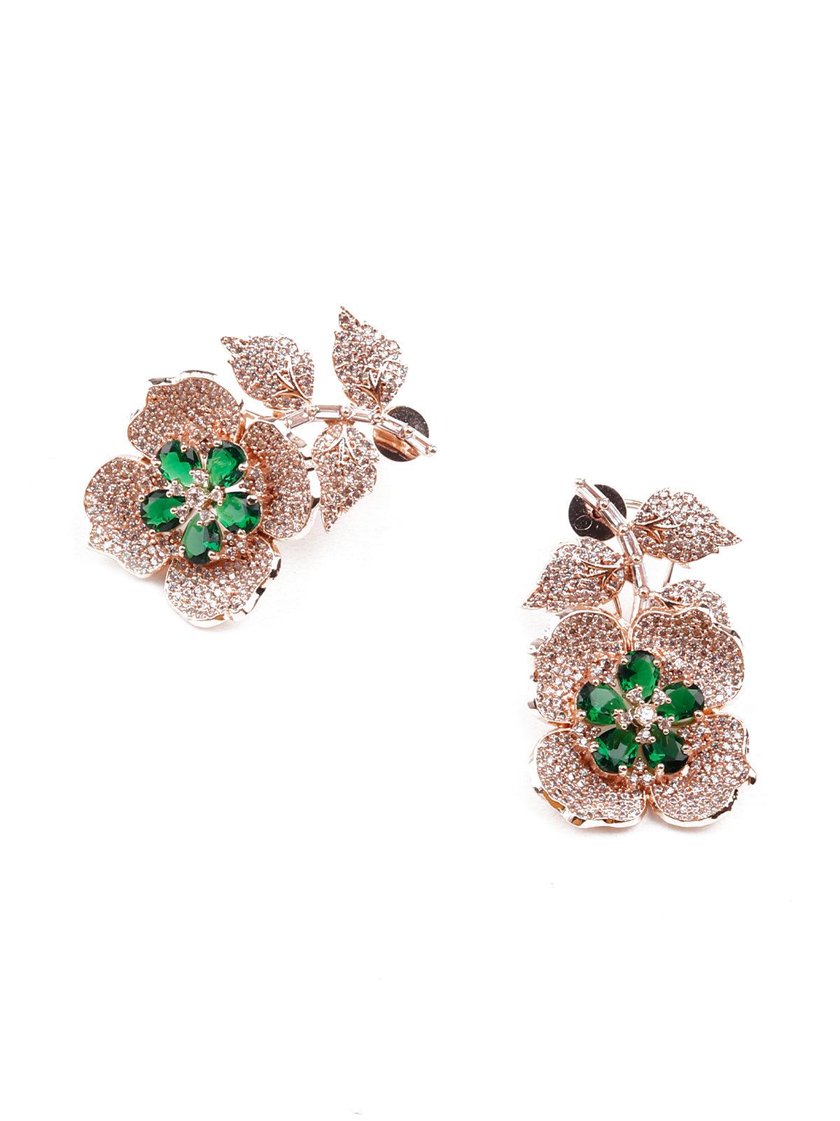 Women's Gorgeous Gold Floral Statement Earrings - Odette
