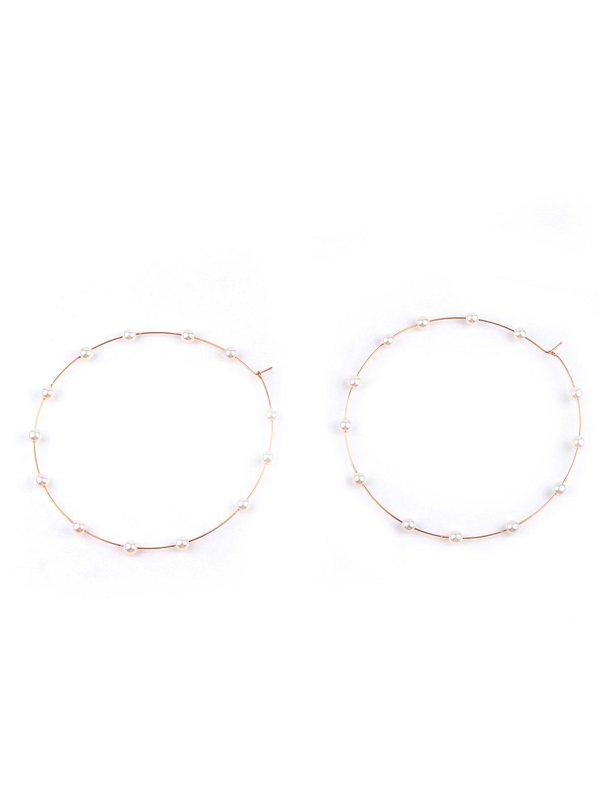 Women's Gorgeous Gold Rounded Embellished Hoop Earrings - Odette