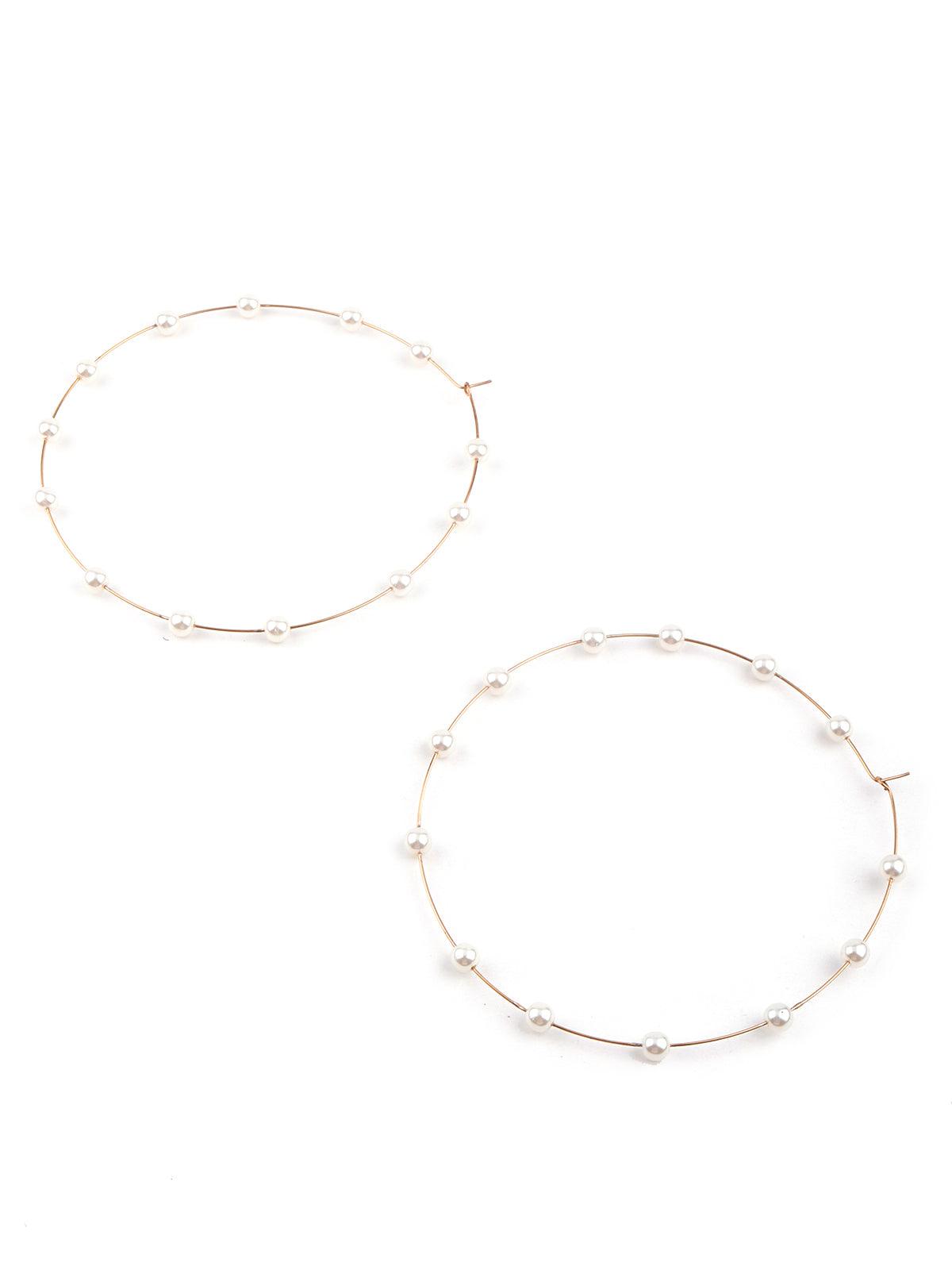 Women's Gorgeous Gold Rounded Embellished Hoop Earrings - Odette