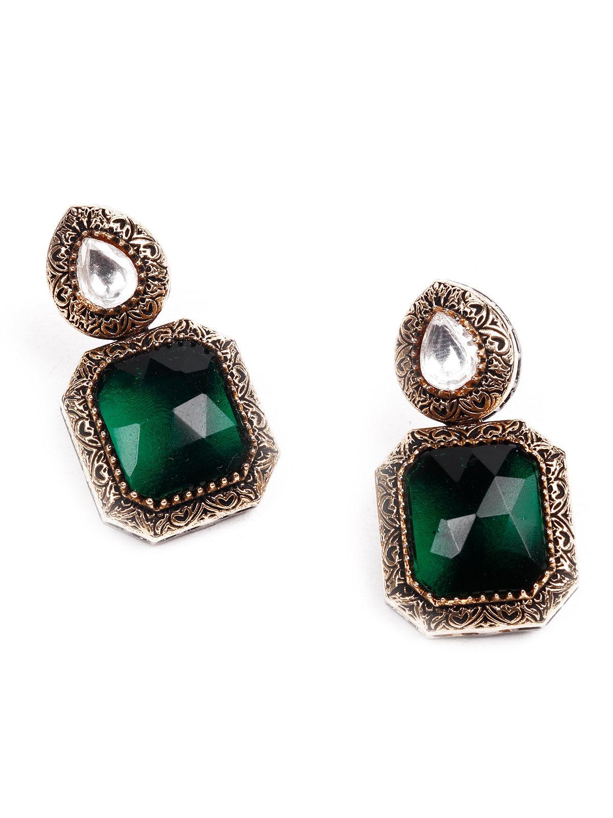 Women's Gorgeous Green Statement Earrings - Odette