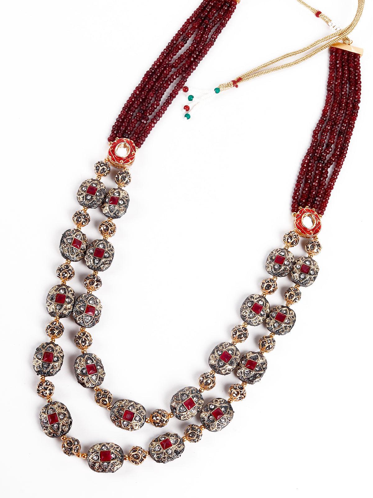 Women's Gorgeous Maroon Embellished Elegant Necklace - Odette