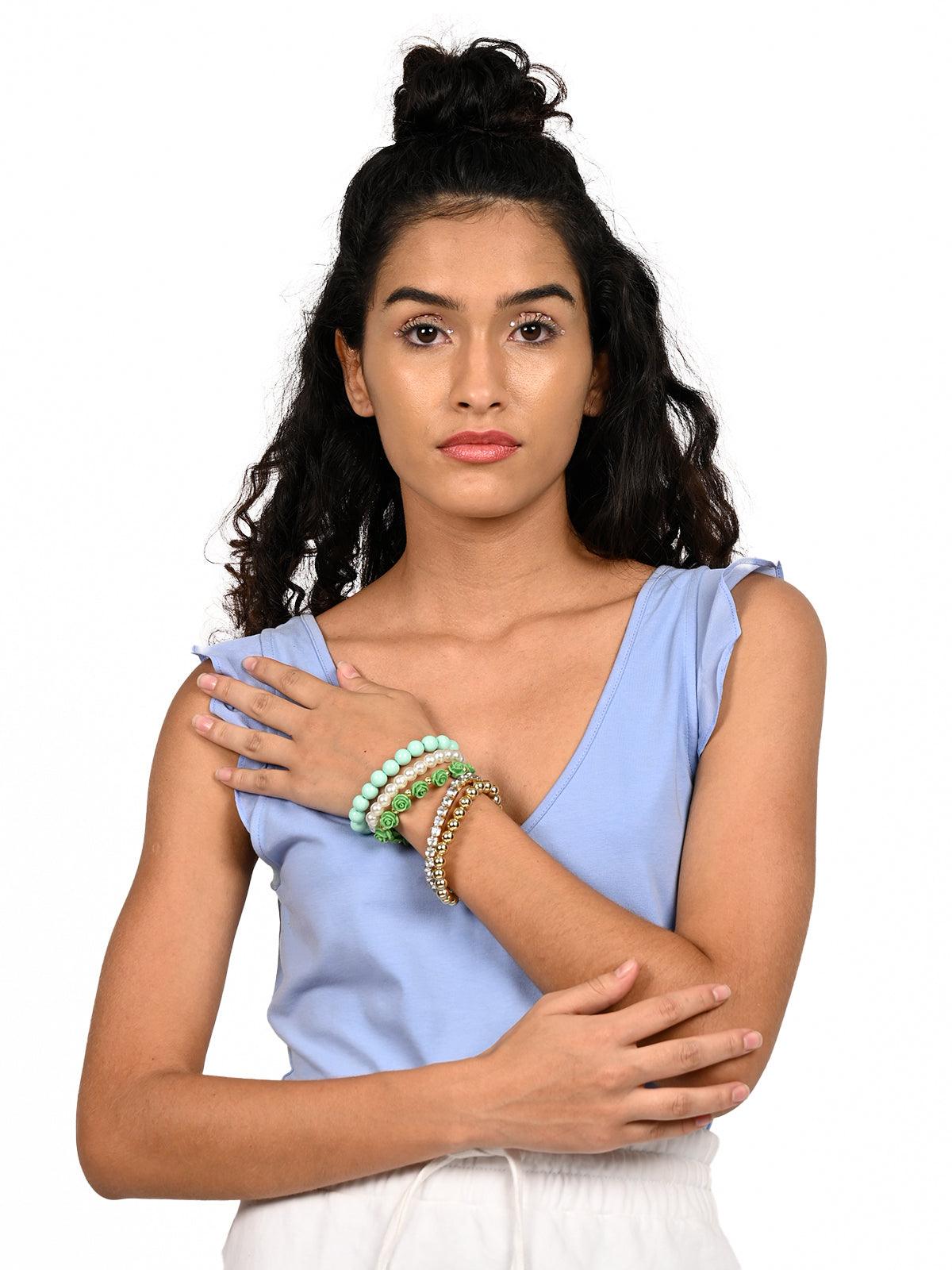 Women's Gorgeous Multicoloured Five-Piece Slip-On Bracelet For Women - Odette