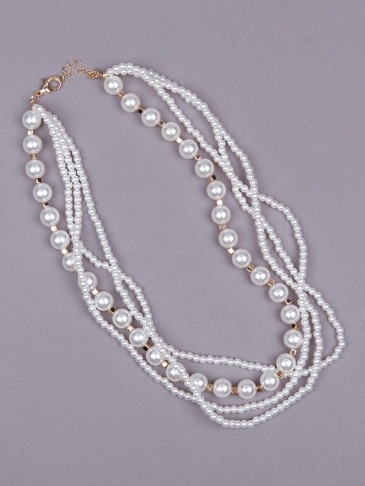 Women's Gorgeous Multilayered Faux Pearl Statement Necklace - Odette