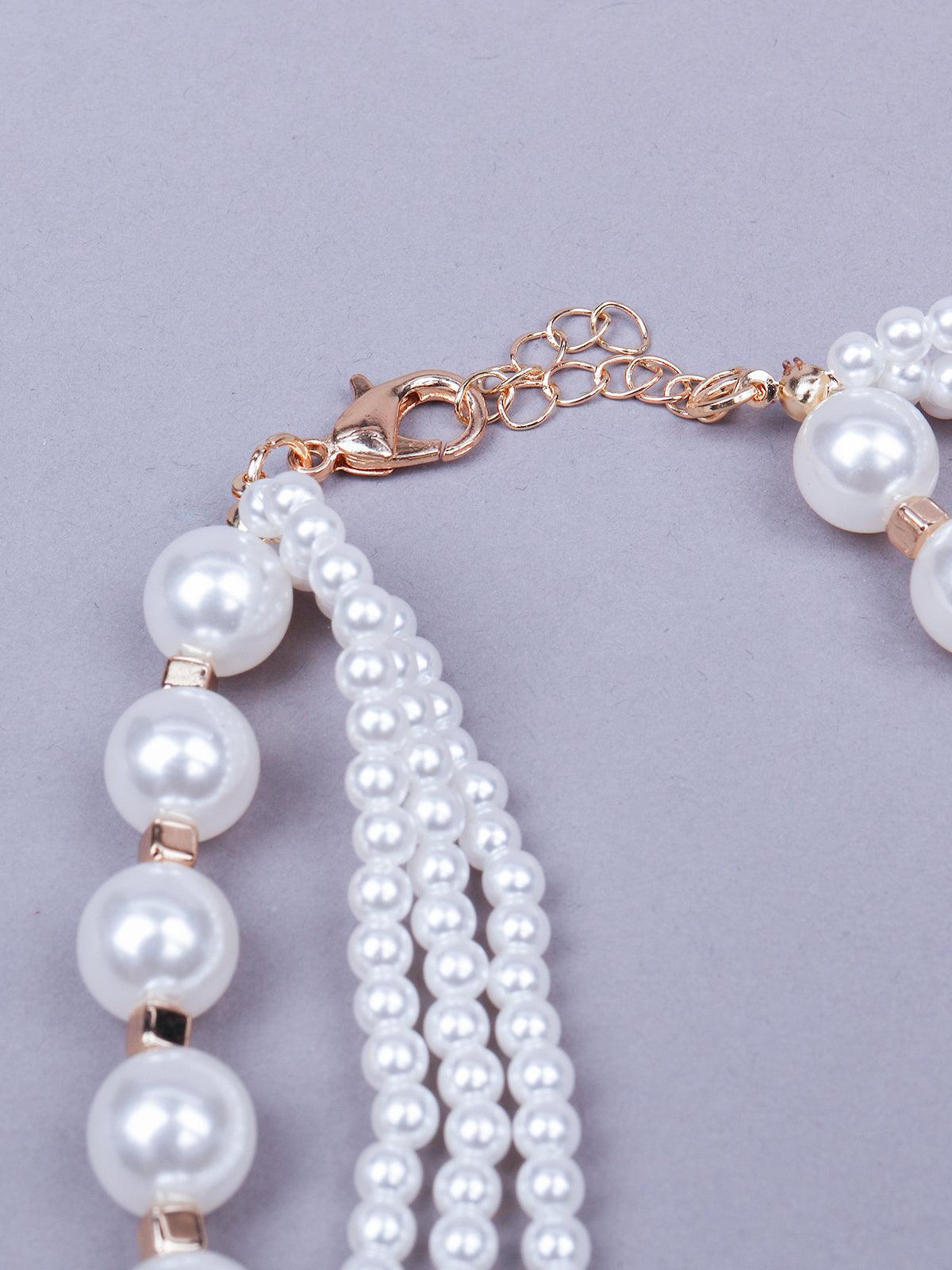 Women's Gorgeous Multilayered Faux Pearl Statement Necklace - Odette