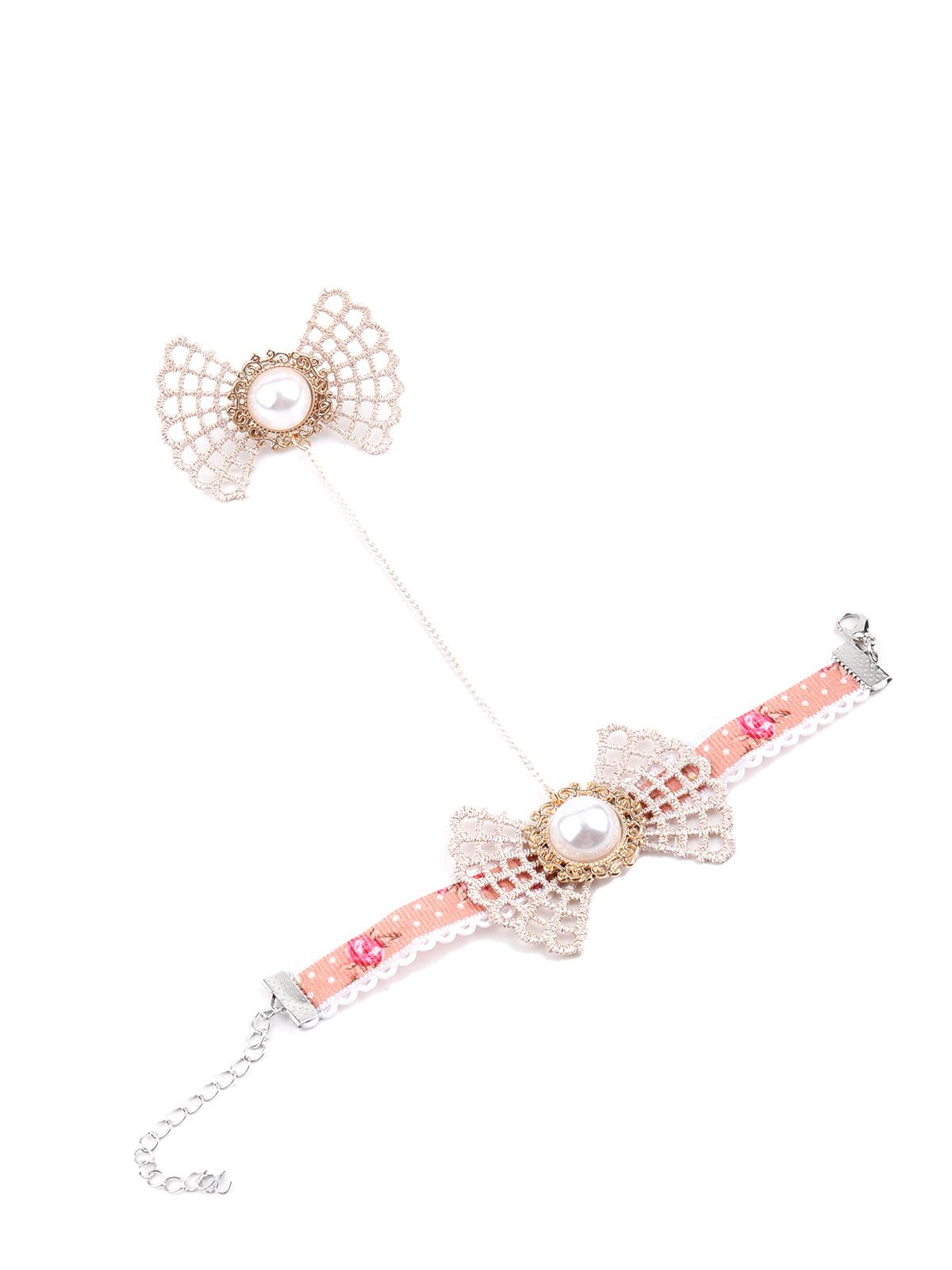 Women's Gorgeous Pink Embellished Bracelet Chainring - Odette