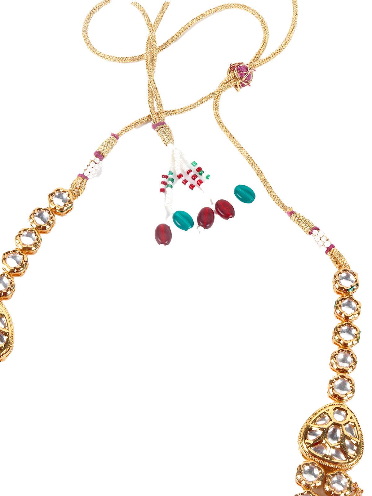 Women's Gorgeous Pink Kundan Work Necklace Set - Odette