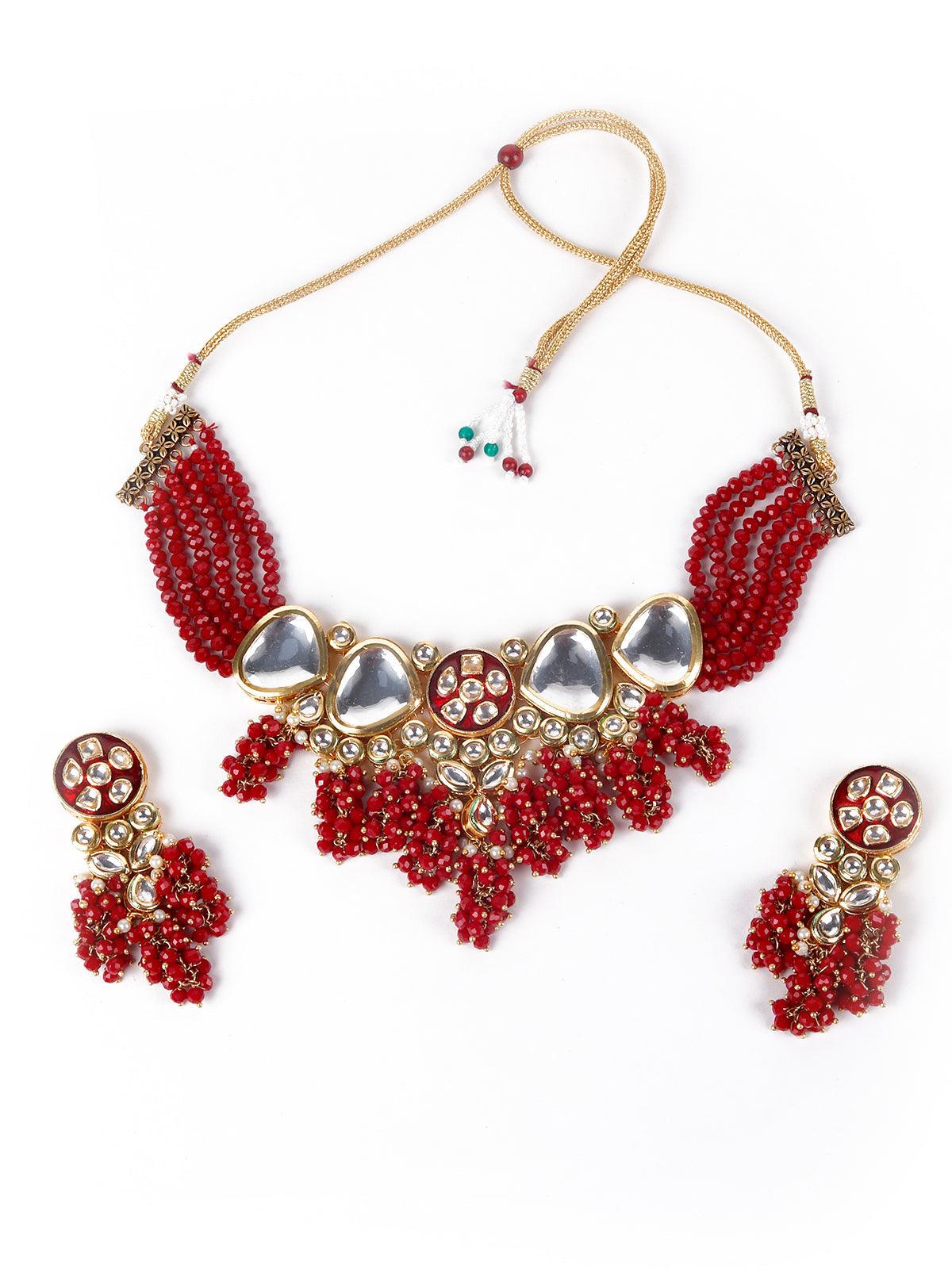 Women's Gorgeous Red Vibrant Necklace Set - Odette