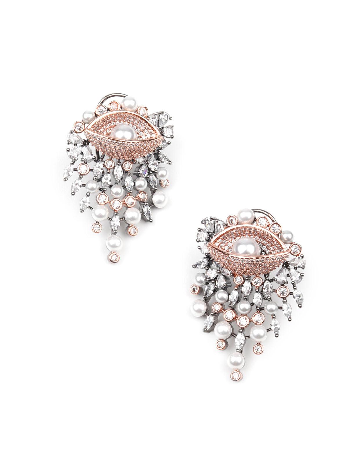 Women's Gorgeous Rose Gold Embellished Earrings - ODETTE