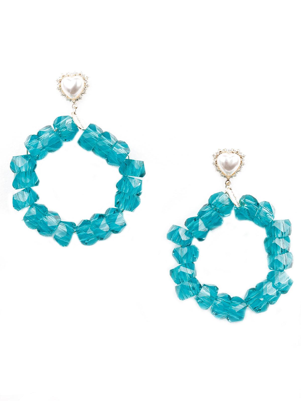 Women's Gorgeous Rounded Blue Beaded Earrings - Odette