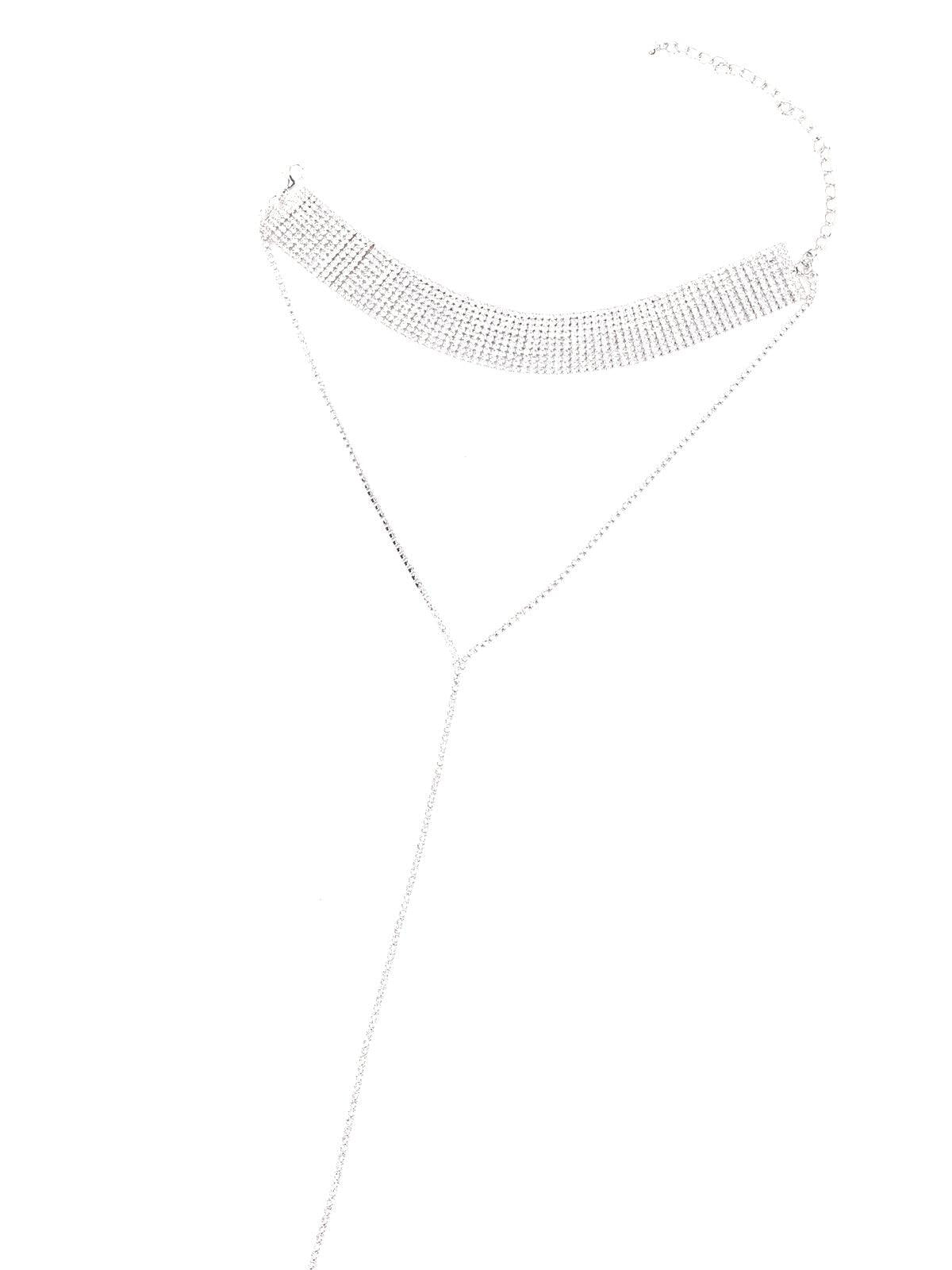 Women's Gorgeous Silver-Studded Statement Necklace - Odette