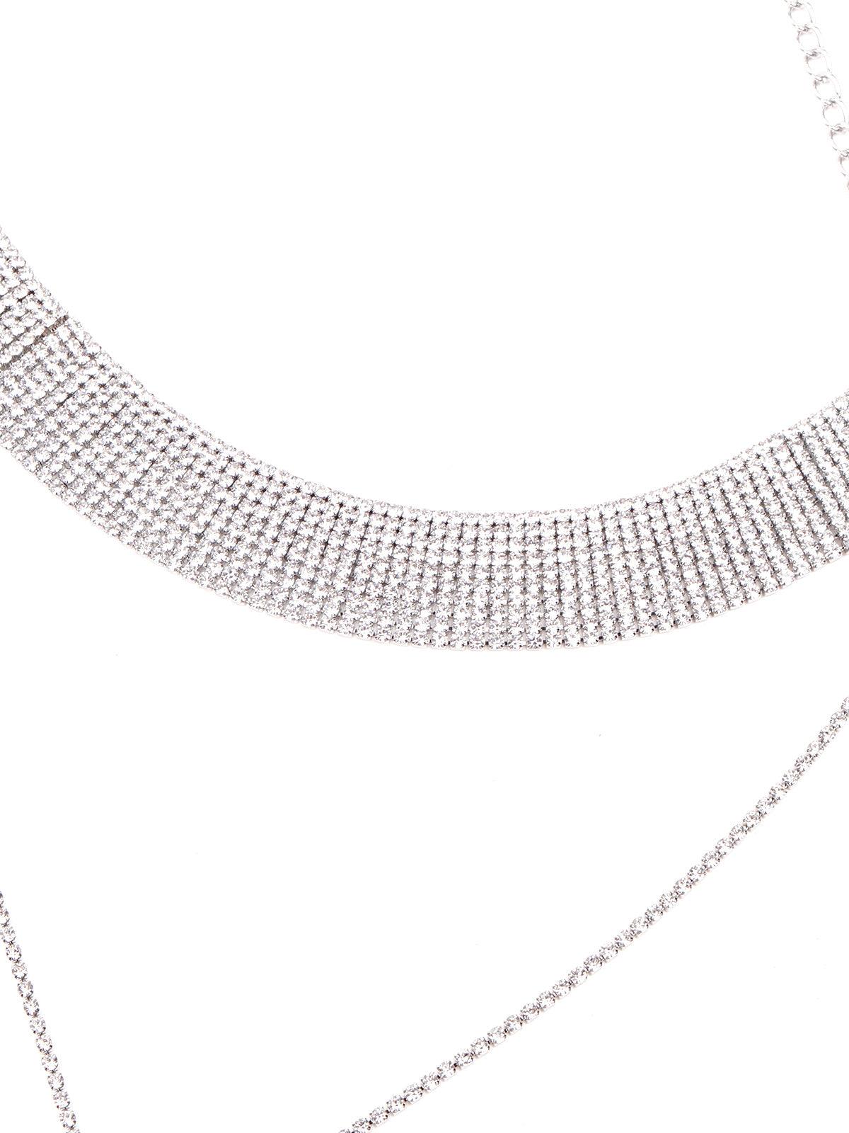 Women's Gorgeous Silver-Studded Statement Necklace - Odette