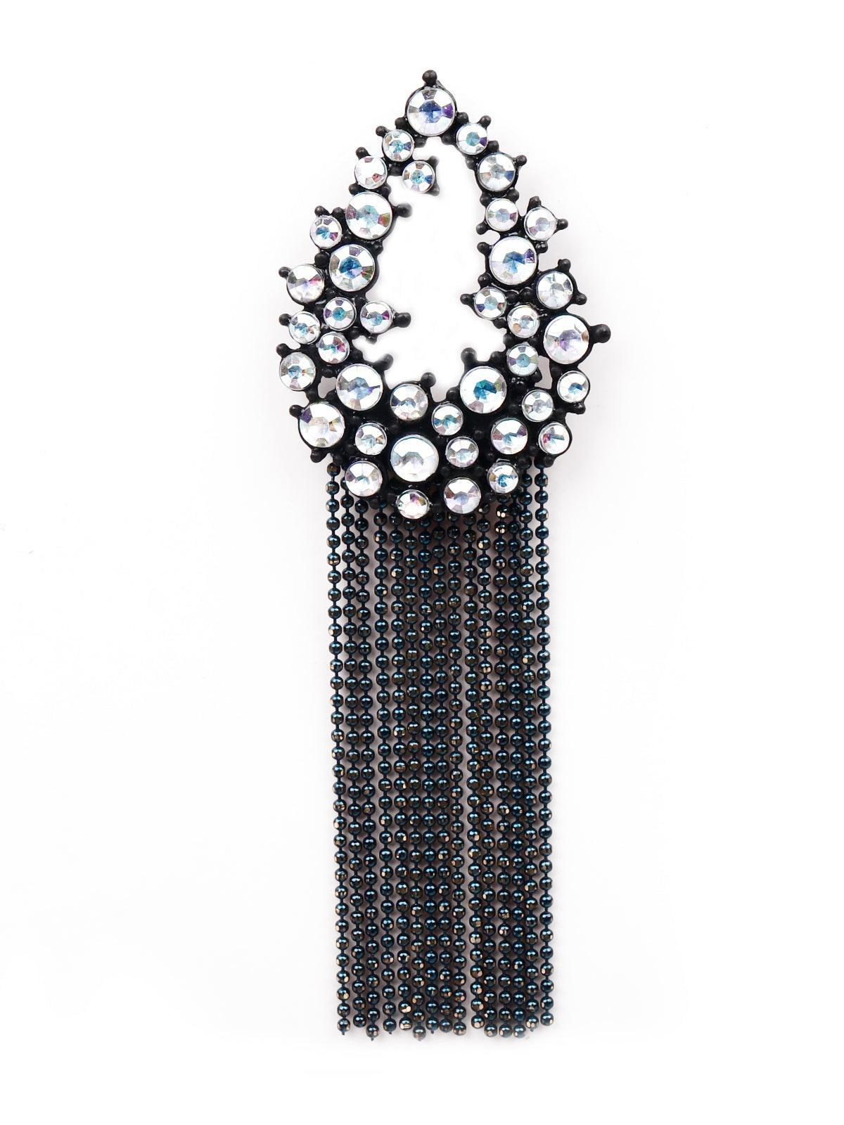 Women's Gorgeous Silver Teardrop Tassel Earrings - Odette