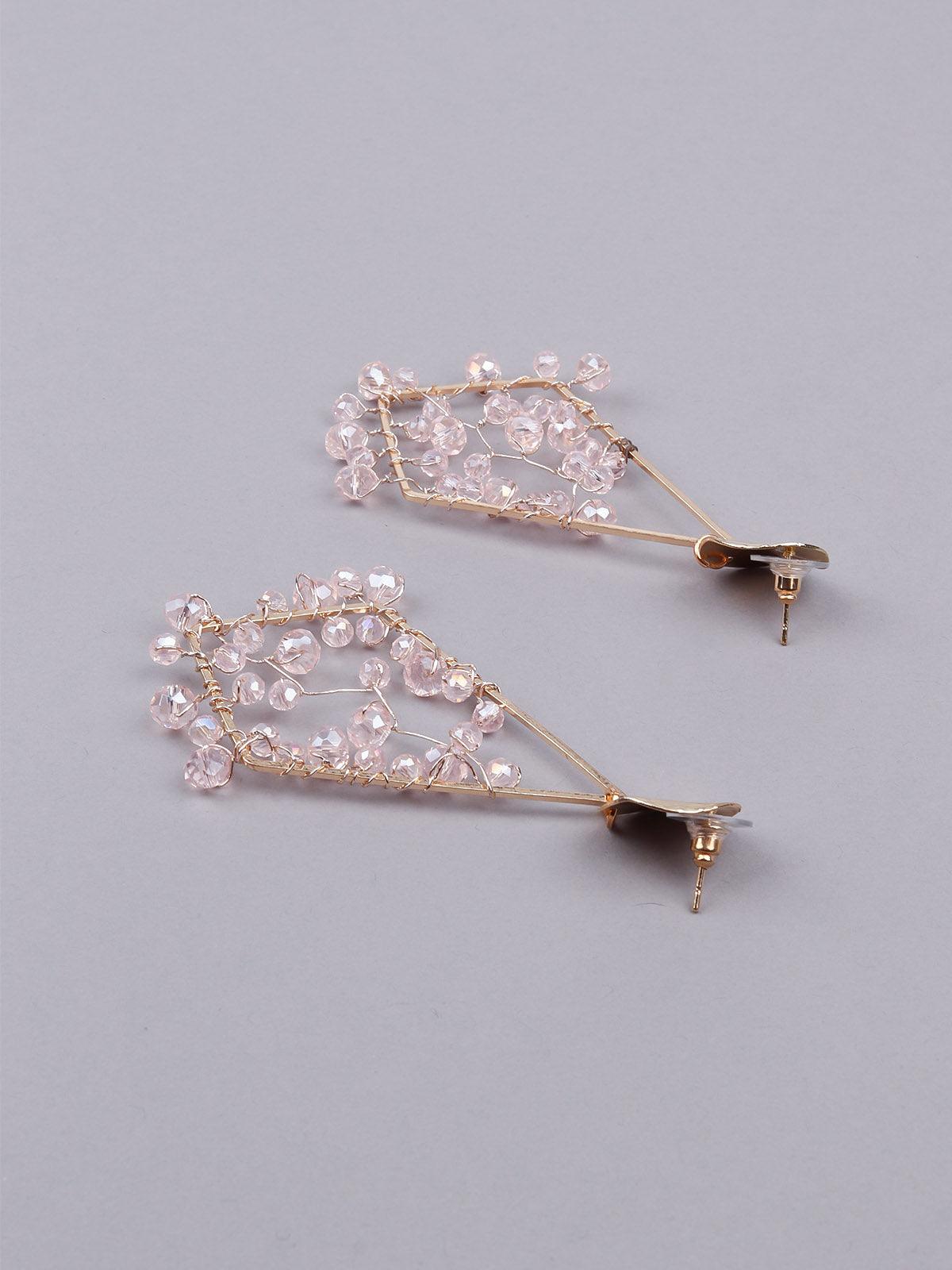 Women's Gorgeous Structure Light Pink Beaded Statement Earrings - Odette